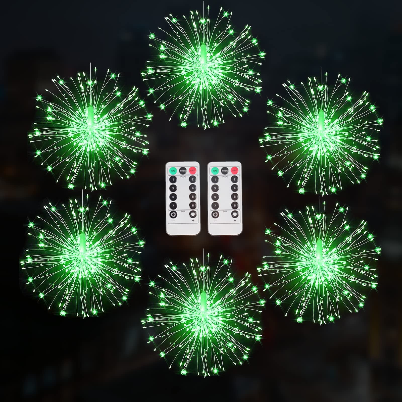 6 Pack Battery Operated Hanging Sphere Fairy Lights - Waterproof Copper Wire Firework Starburst String Lights for Bedroom, Patio, Wedding, Tent & Outdoor Decor | Perfect for Parties, Holidays & Home Ambiance