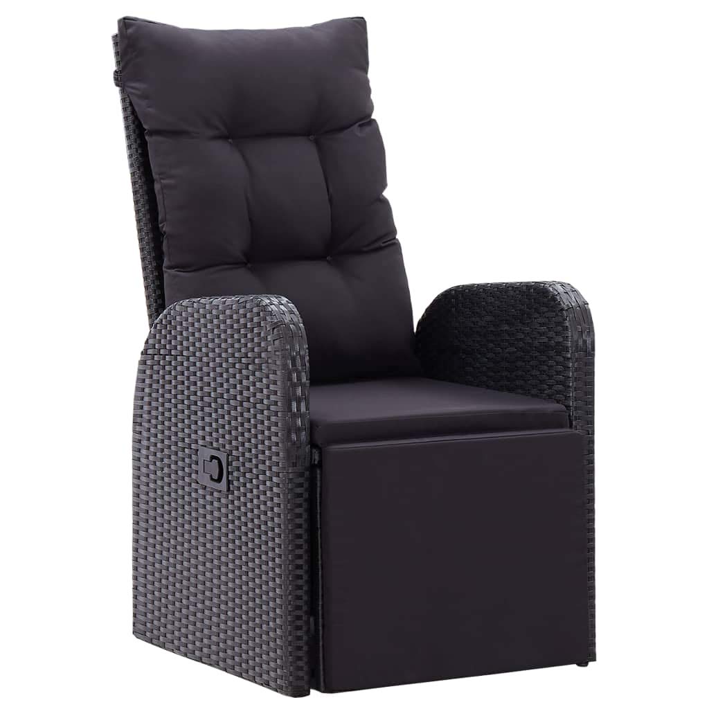 3-Piece Black Poly Rattan Bistro Set with Cushions - Outdoor Patio Furniture Conversation Sofa Set for Backyard, Porch, Garden & Poolside - Perfect for Relaxing, Entertaining & Dining Al Fresco