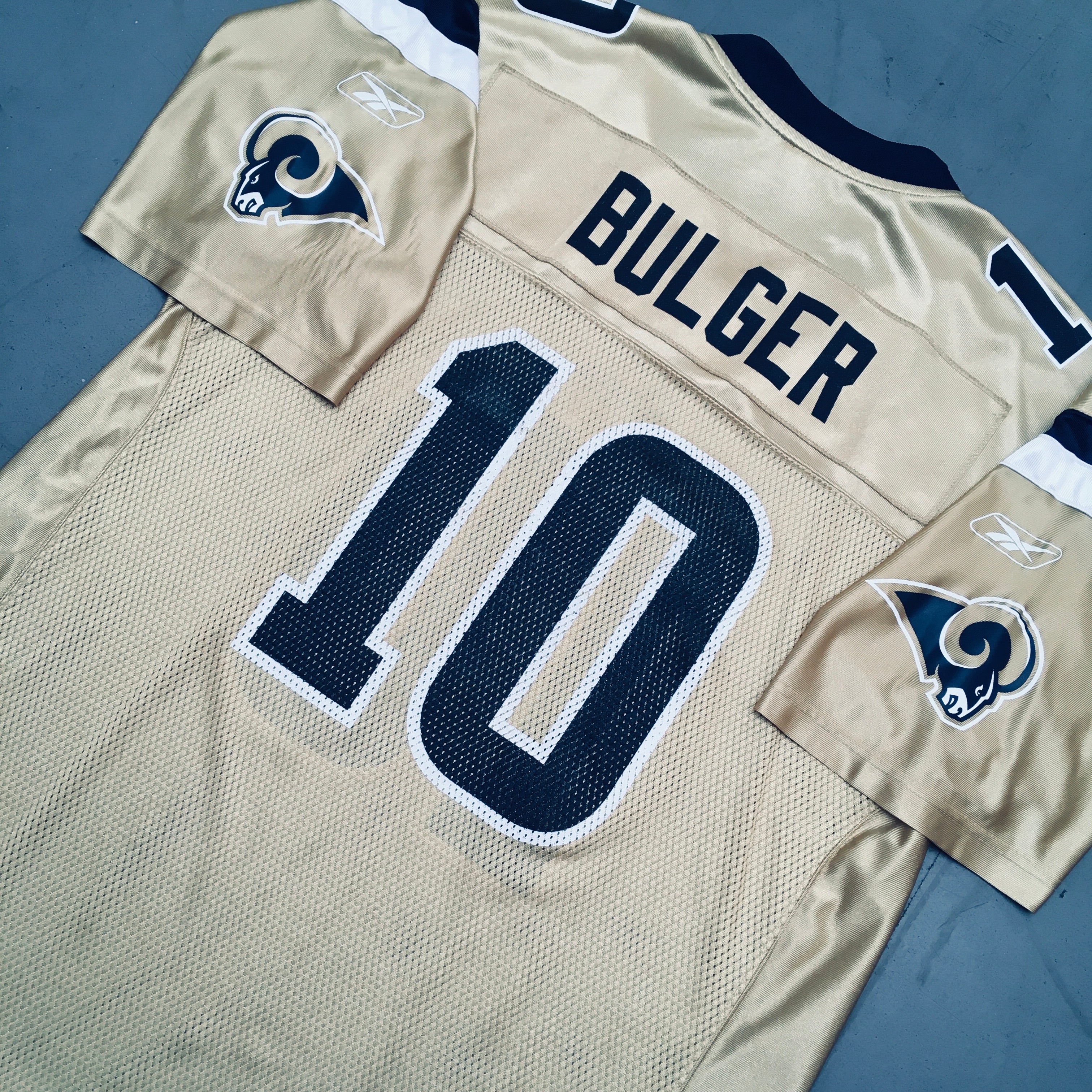St. Louis Rams Marc Bulger Gold Alternate Jersey 2005-2006 Season - Authentic NFL Football Jersey for Fans & Collectors - Perfect for Game Day, Tailgating, and Sports Memorabilia Display