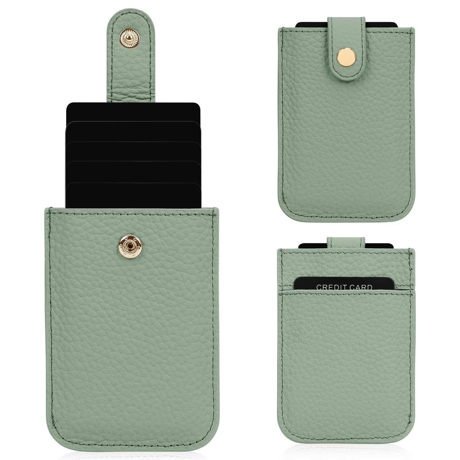 Unaone Slim Minimalist RFID Blocking Wallet - Soft Leather Front Pocket Card Holder for Men & Women | Pull-Out Card Organizer with 12 Card Slots | Perfect for Travel, Work & Everyday Use (Green)