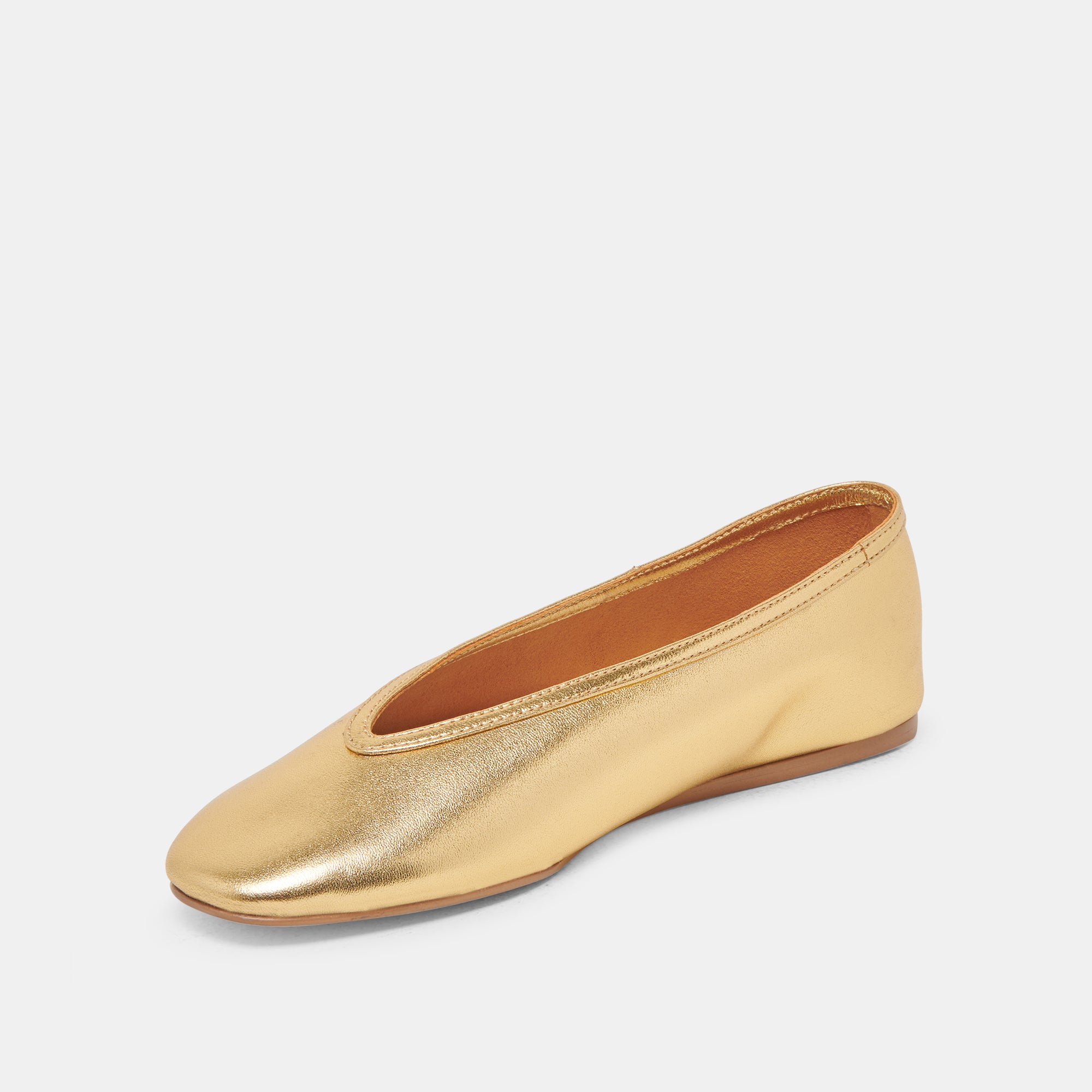 BRAIDY Women's Gold Metallic Leather Ballet Flats - Comfortable & Stylish Shoes for Work, Casual Wear & Special Occasions
