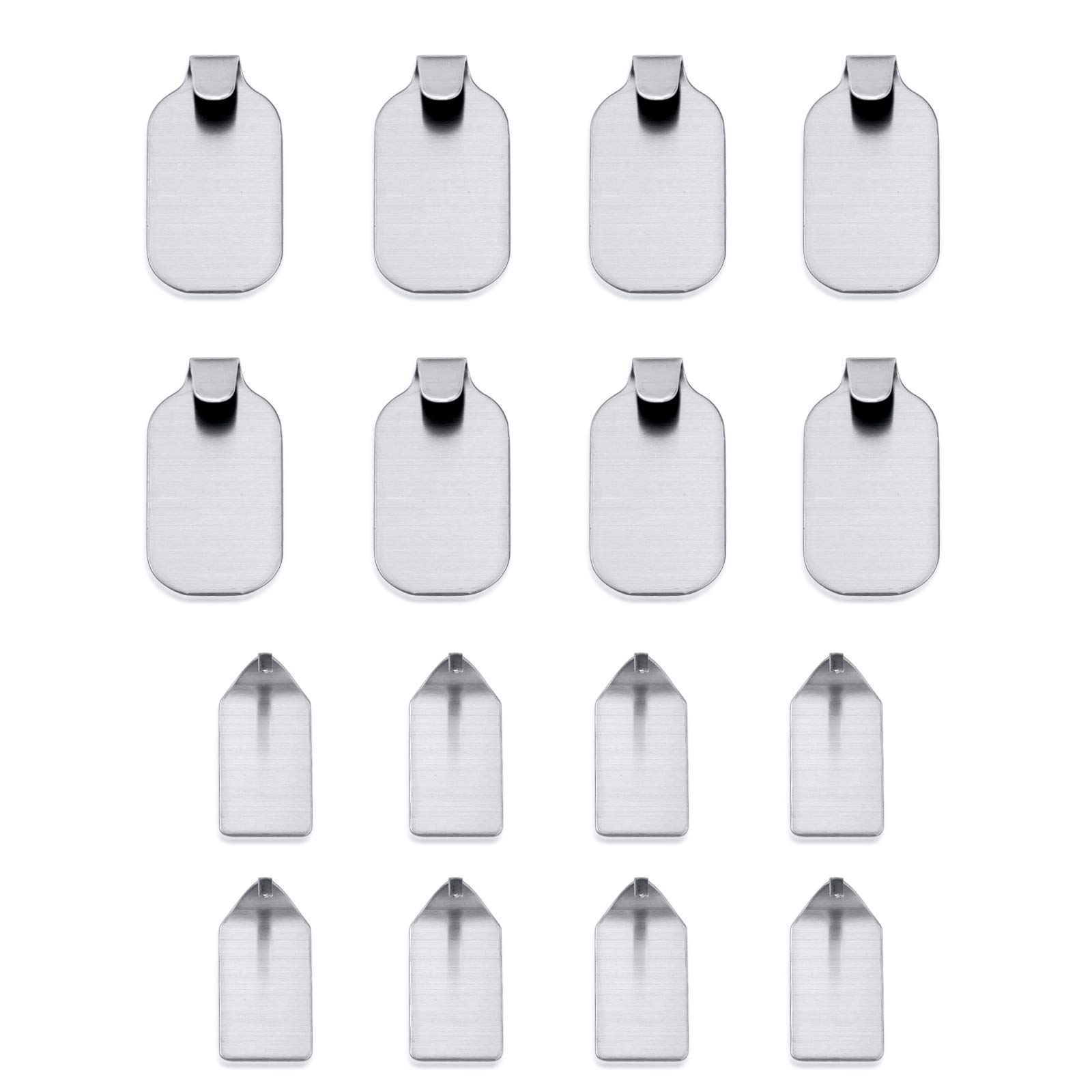 Heavy Duty Stainless Steel Adhesive Wall Hooks - 16 Pack Waterproof Sticky Hangers for Kitchen, Bathroom & Home - Perfect for Hanging Utensils, Keys, Coats, Towels, Robes & Bags - Strong Hold for Daily Organization