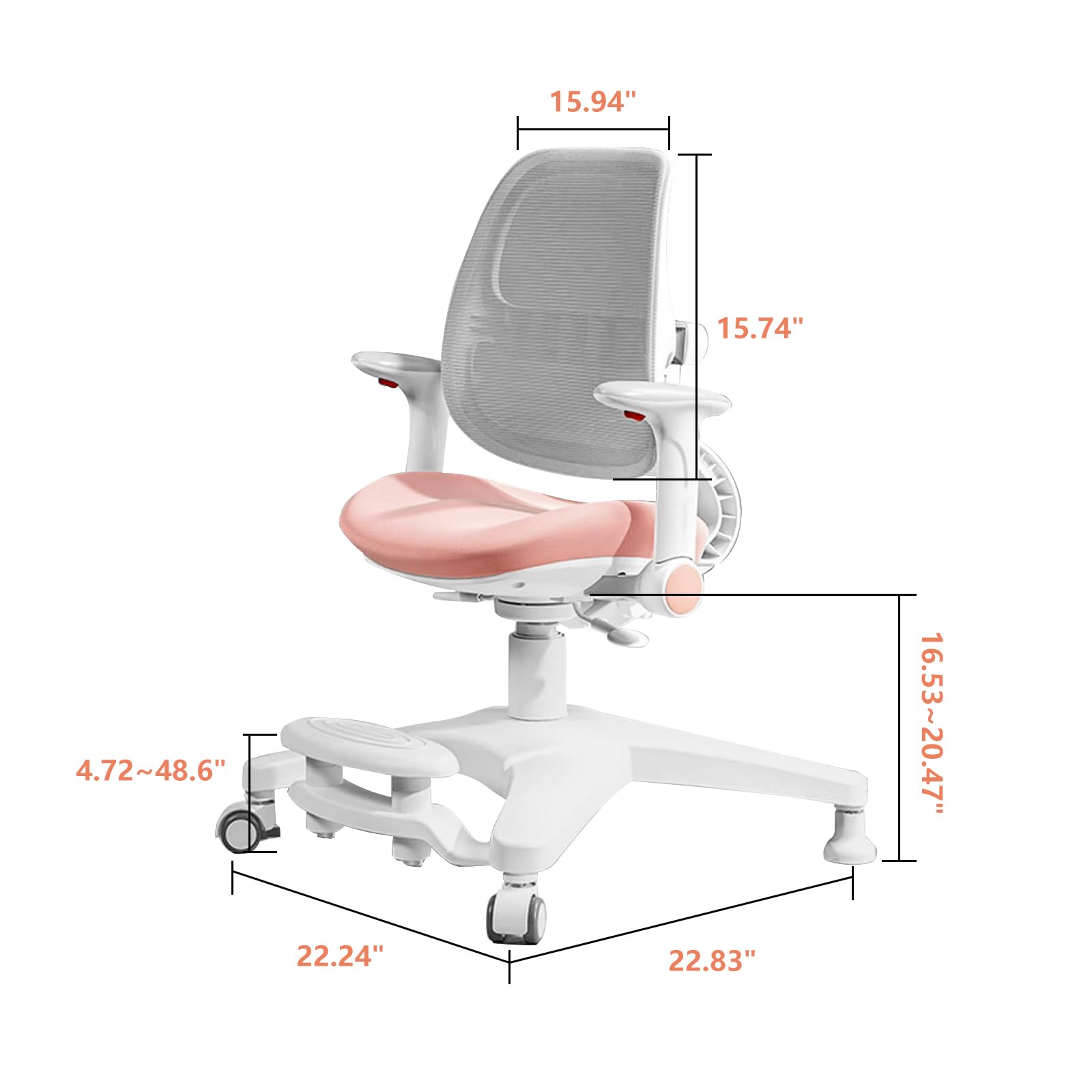 FCD Adjustable Kids Study Desk and Chair Set with Bookshelf, Tiltable Desktop & Storage - Ergonomic Wooden Children's Learning Table for Homework, Drawing & Reading - Perfect for Bedroom, Nursery & Homeschooling (Pink)
