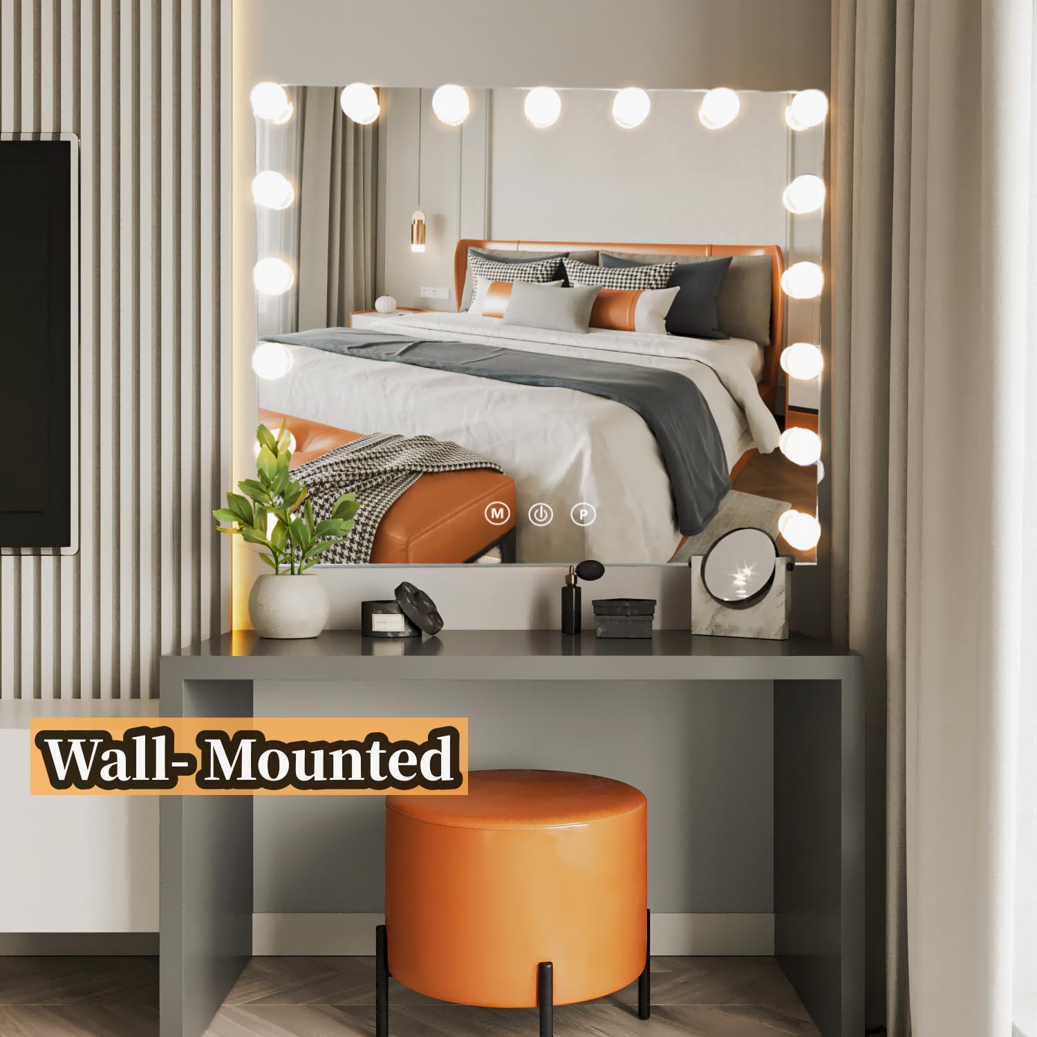 Vanity Mirror with Lights - 17 Dimmable LED Bulbs, 3 Color Lighting Modes, Detachable 10X Magnification, Touch Control (23.6x19.7 Inch, White) - Perfect for Makeup Application, Skincare Routine, and Professional Salon Use