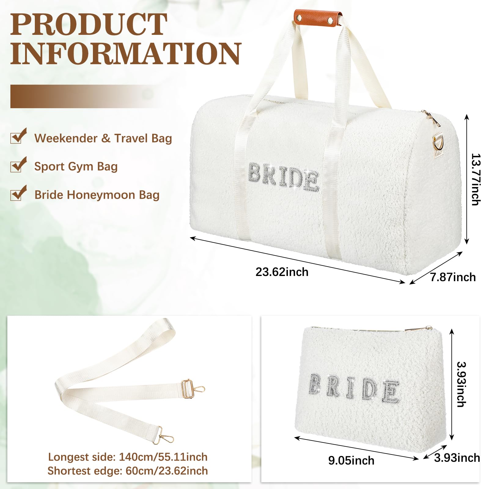 Stylish Women's Weekender Bag - Wedding Travel Duffel & Makeup Overnight Shoulder Bag for Brides | Perfect for Honeymoon, Bachelorette Parties & Weekend Getaways