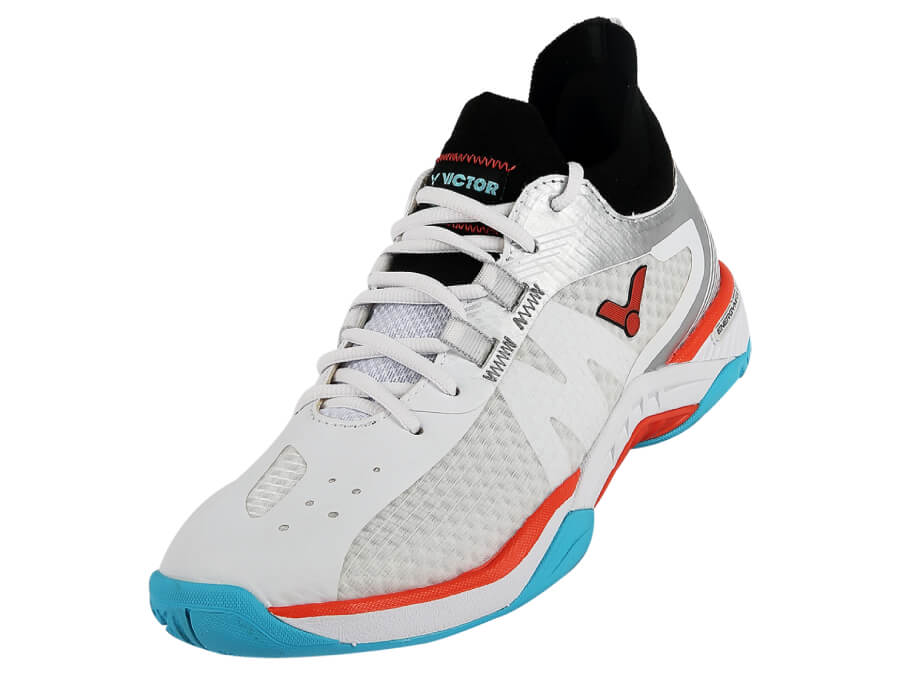Victor S82IIM AC Court Shoe for Badminton & Volleyball - Breathable Mesh & Non-Marking Rubber Sole - Bright White/Anthracite - Perfect for Indoor Sports & Gym Training