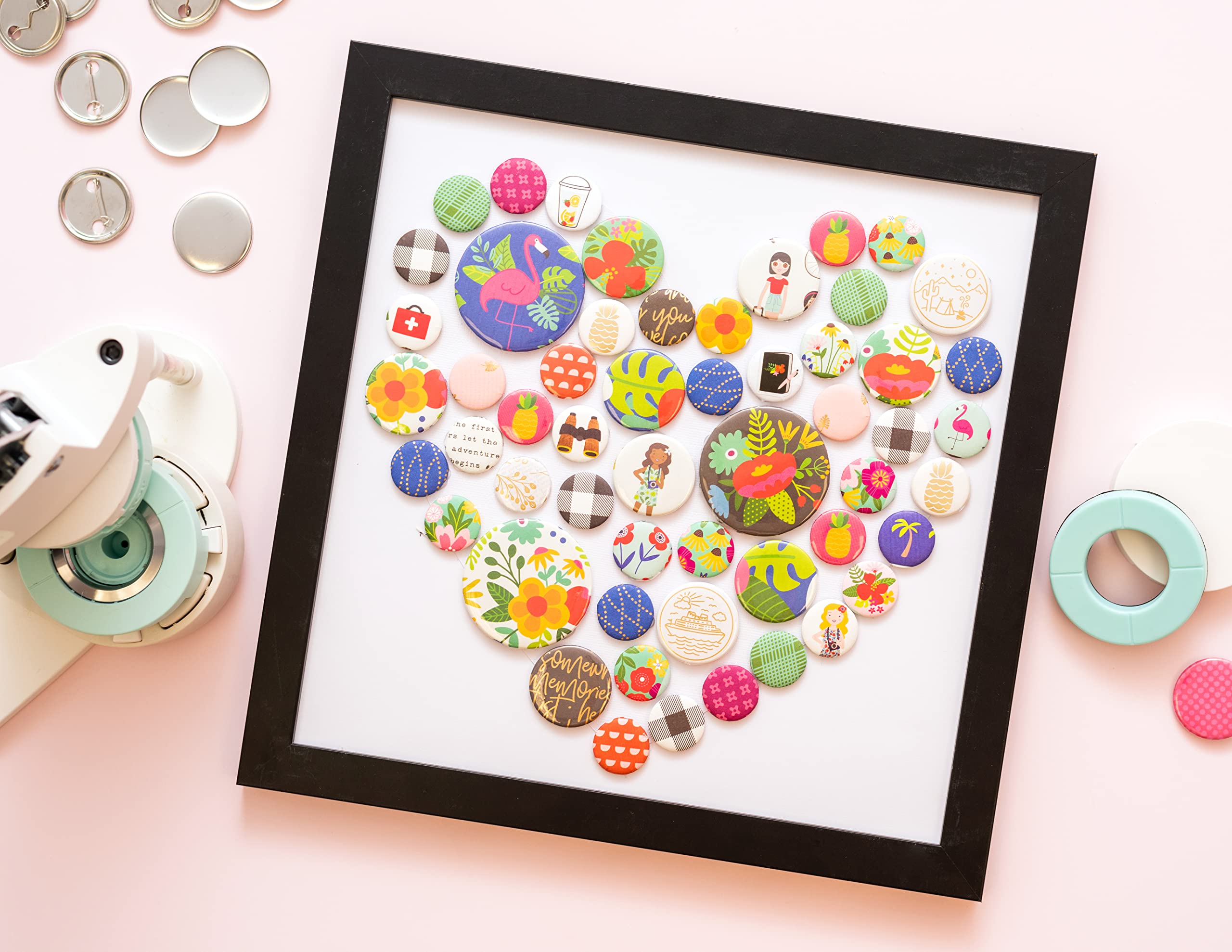 We R Memory Keepers Button Press Kit - Includes Button Press, Cutting Inserts, Medium Circle Die & 5 Buttons for Making Custom Pins, Badges & Keychains - Perfect for DIY Crafts, School Projects & Personalized Gifts