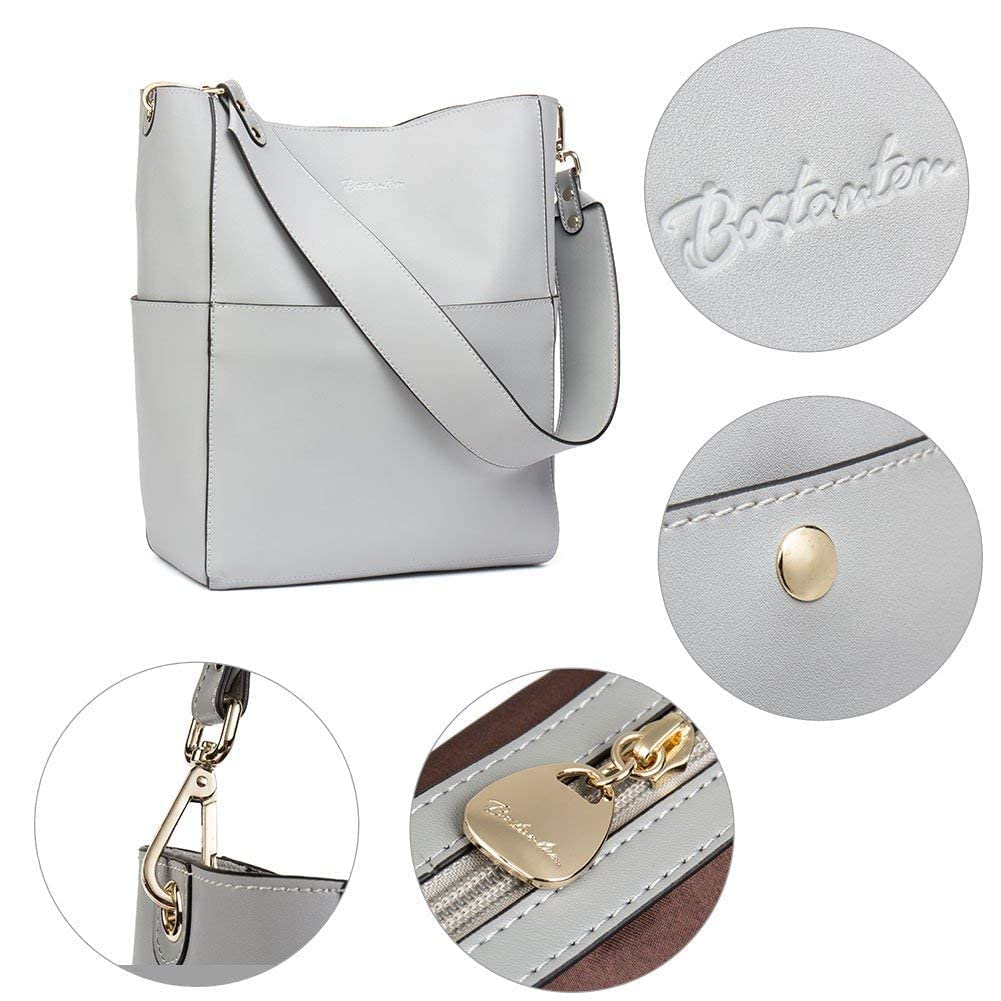 BOSTANTEN Genuine Leather Women's Designer Handbag - Stylish Tote, Shoulder & Bucket Purse with RFID Blocking Wallet (Large Capacity, Perfect for Work, Travel & Everyday Use)