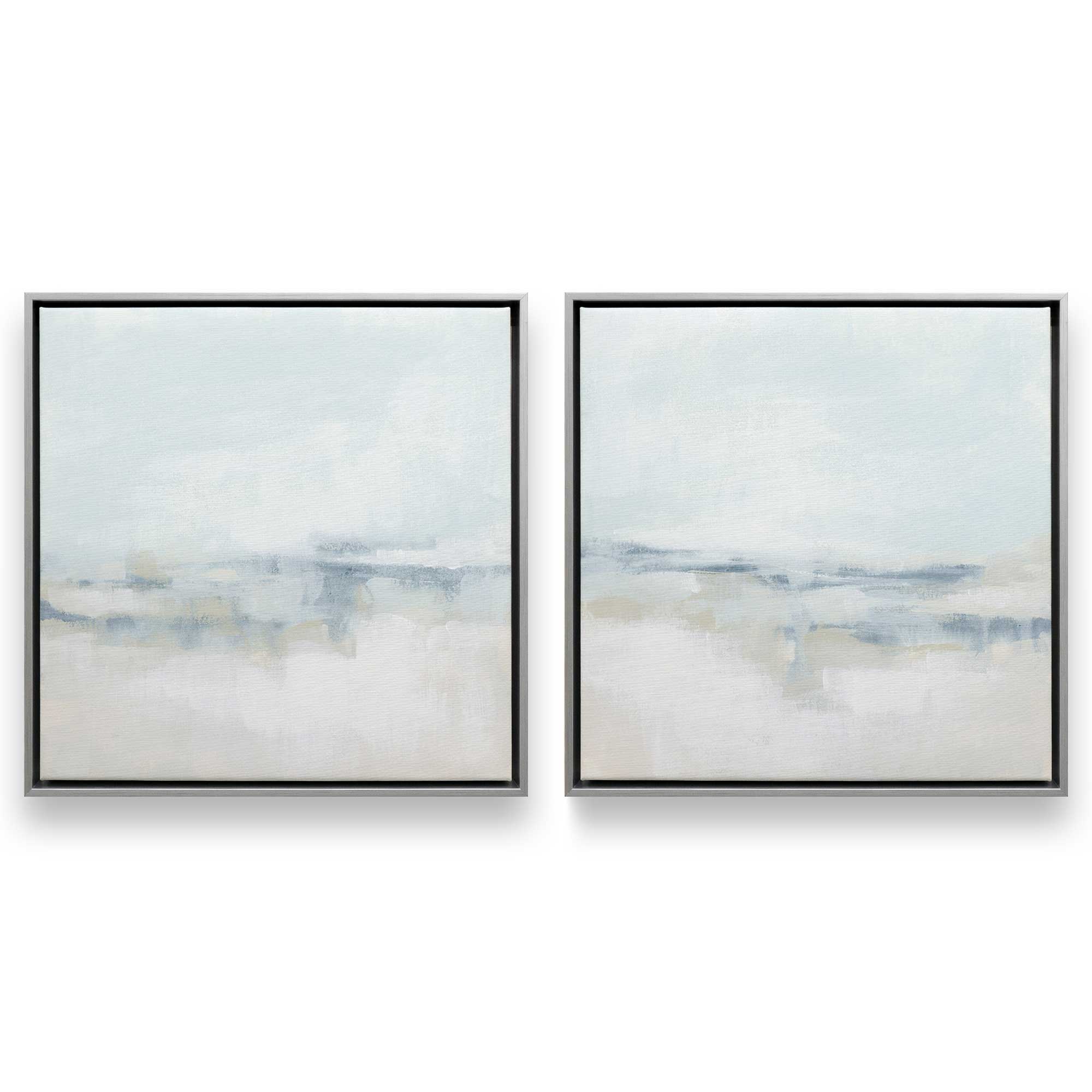 Cloudy Shoreline Hues - Set of 2 Premium Canvas Wall Art Prints for Coastal Home Decor | Perfect for Living Room, Bedroom & Beach House