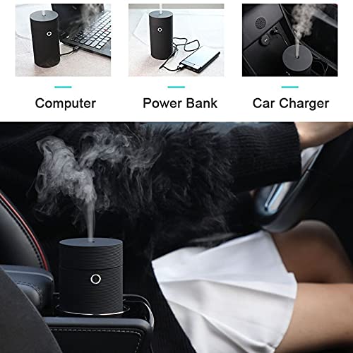 Black USB Aroma Diffuser & Humidifier for Car, Office, Home - Essential Oil Cool Mist Maker for Aromatherapy, Air Freshening & Relaxation | Perfect for Work Desks, Bedrooms & Small Spaces