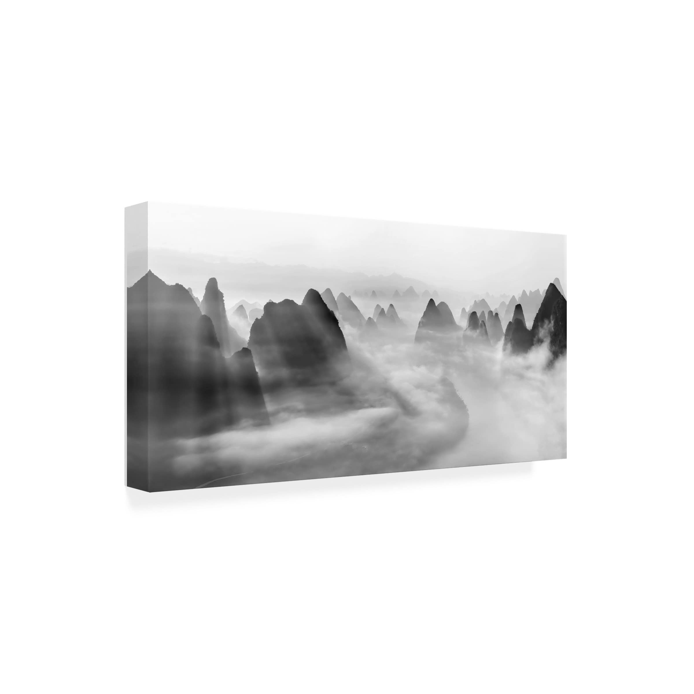 Trademark Fine Art 'Yangshuo Morning Fog' Landscape Canvas Painting by Hua Zhu - Perfect for Living Room, Bedroom & Office Wall Decor