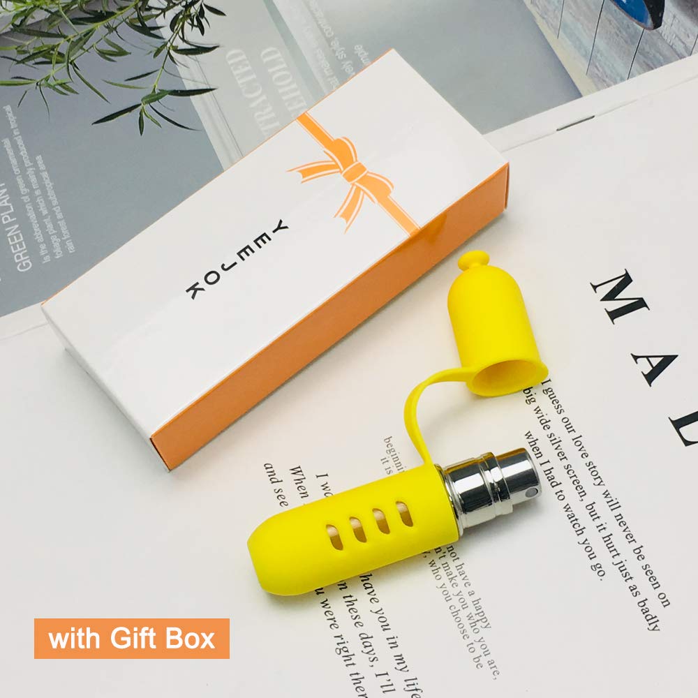 Yeejok 5ml Refillable Travel Perfume Atomizer - TSA Approved Mini Cologne Spray Bottle for Men & Women | Portable Pocket-Size Perfume Container (Yellow) | Perfect for Air Travel, Gym, Office & On-The-Go Use
