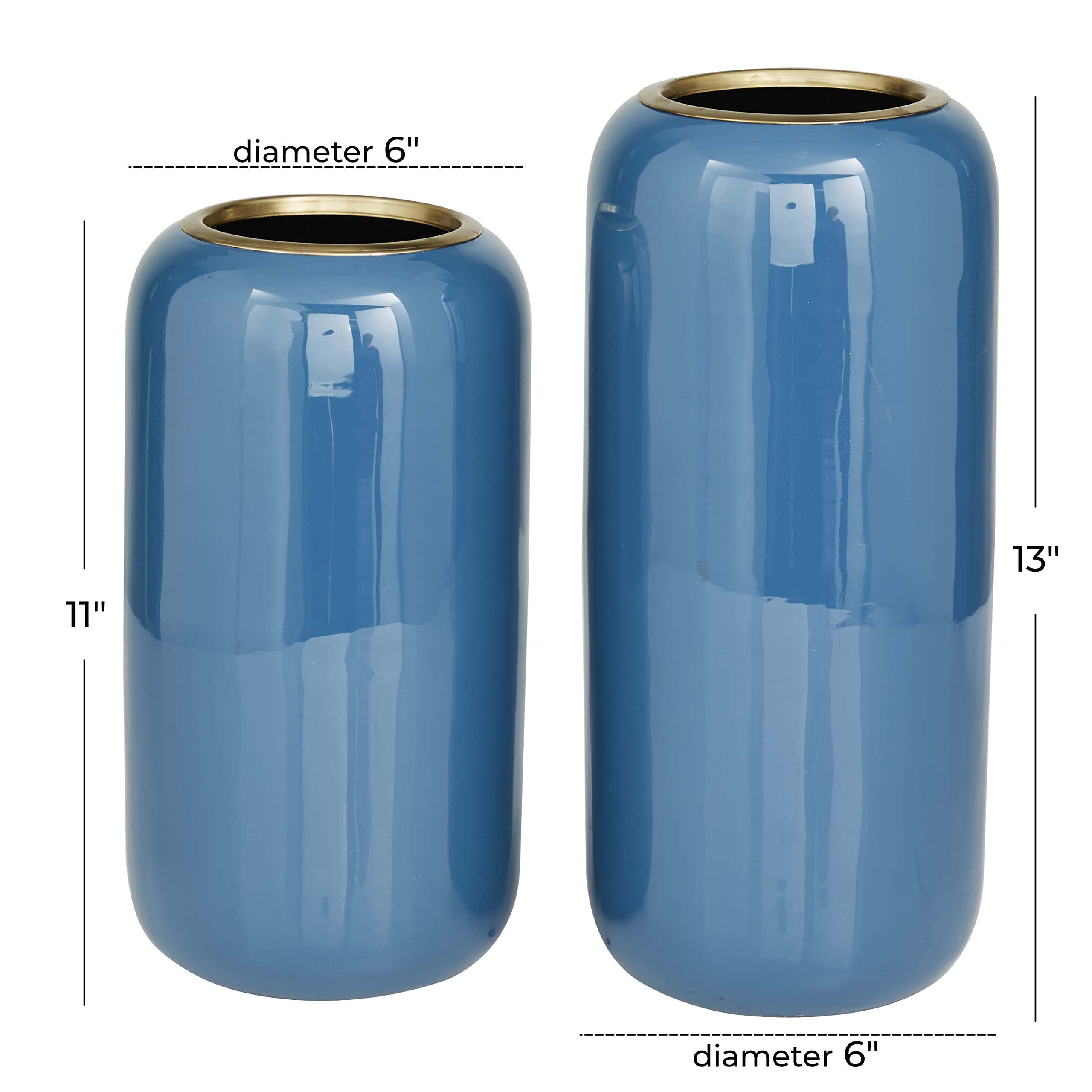 Novogratz Blue Metal Vase Set of 2 - 13