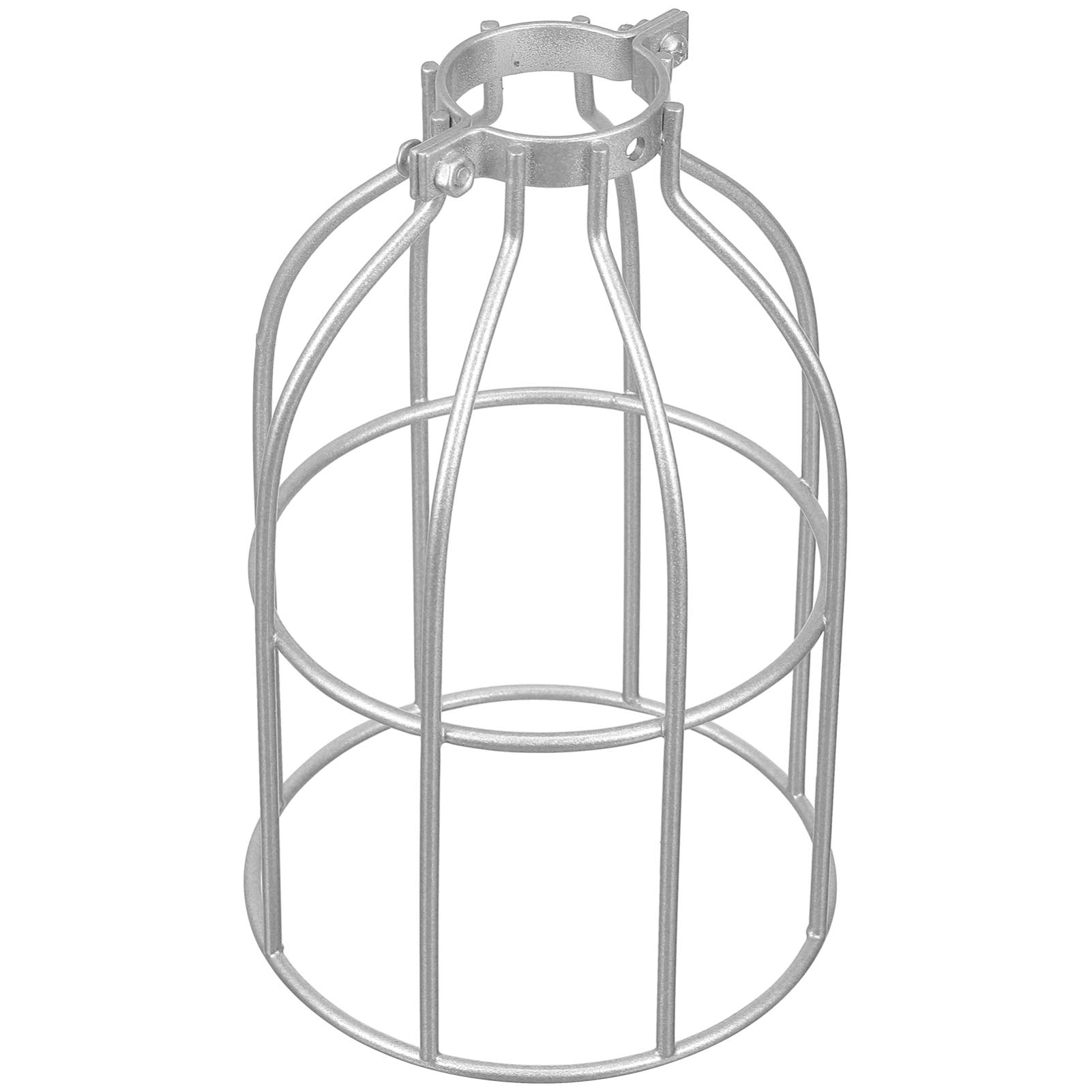 Vintage Industrial Metal Bulb Guard Lamp Cage - Iron Art Clamp-on Pendant Light Shade, Hanging Wire Cage Cover for DIY Farmhouse Ceiling Fixture (Silver) - Perfect for Restaurant, Cafe, and Home Decor Lighting