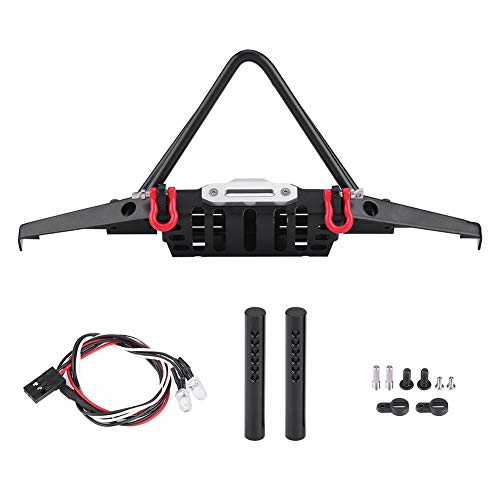 Jadpes Steel Front Pointed Bumper with 2 LED Lights for Axial SCX10 90046 RC Remote Control Car - Off-Road Climbing & Trail Adventure Accessory