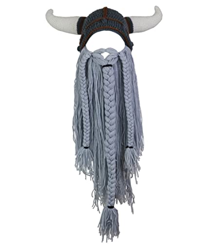 Viking Beard Hat Long Grey