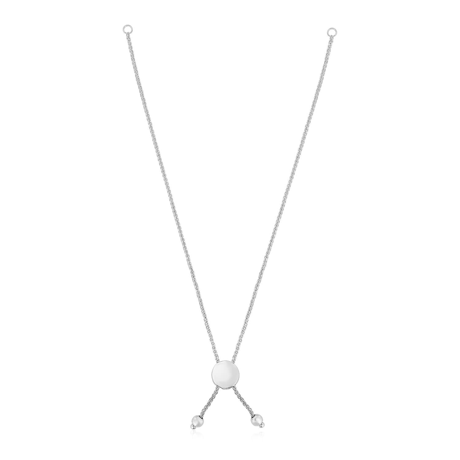 14K White Gold Adjustable 8-Inch Friendship Bracelet Chain with Disc Slide - Elegant Fine Jewelry for Women - Perfect for Gifts, Anniversaries, and Everyday Wear