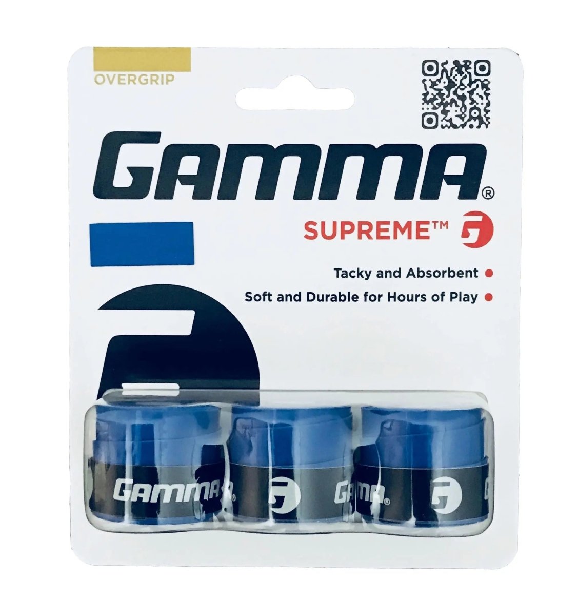 Gamma Supreme Overgrip - 3 Pack | Premium Tennis Racket Grip Tape for Enhanced Comfort & Sweat Absorption | Perfect for Tennis, Badminton & Racquetball Players