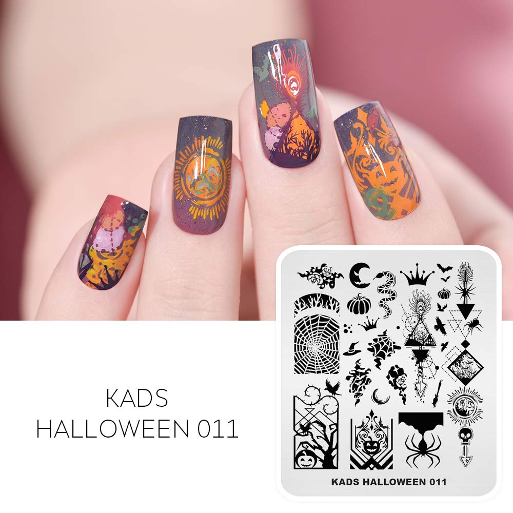 Christmas & Halloween Nail Stamping Plates Set - DIY Nail Art Image Transfer Templates for Manicure, Stencils & Printing Tools (Halloween 011) - Perfect for Holiday Nail Designs, Party Looks & Gift Ideas