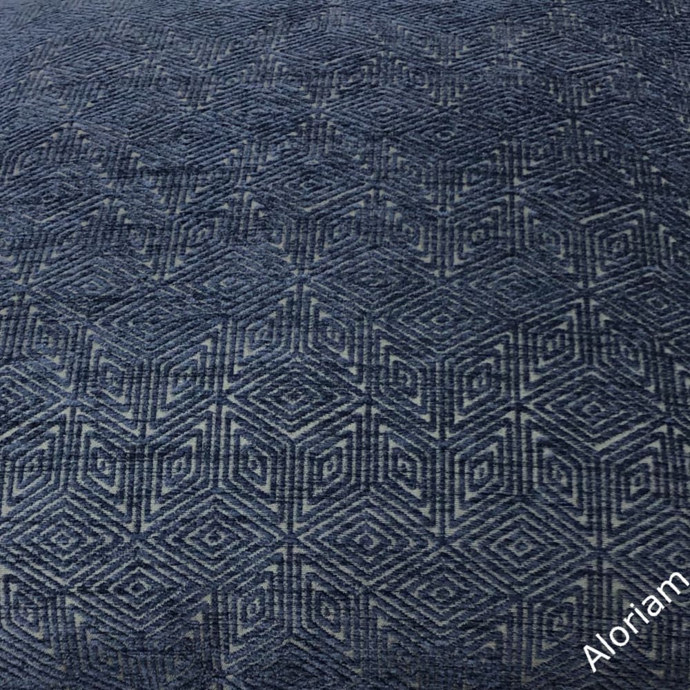 Elias Dark Blue Diamond Tile Chenille Pillow Cover - Soft Decorative Throw Pillow Case for Sofa, Bed, Couch - Home Decor Accent for Living Room, Bedroom