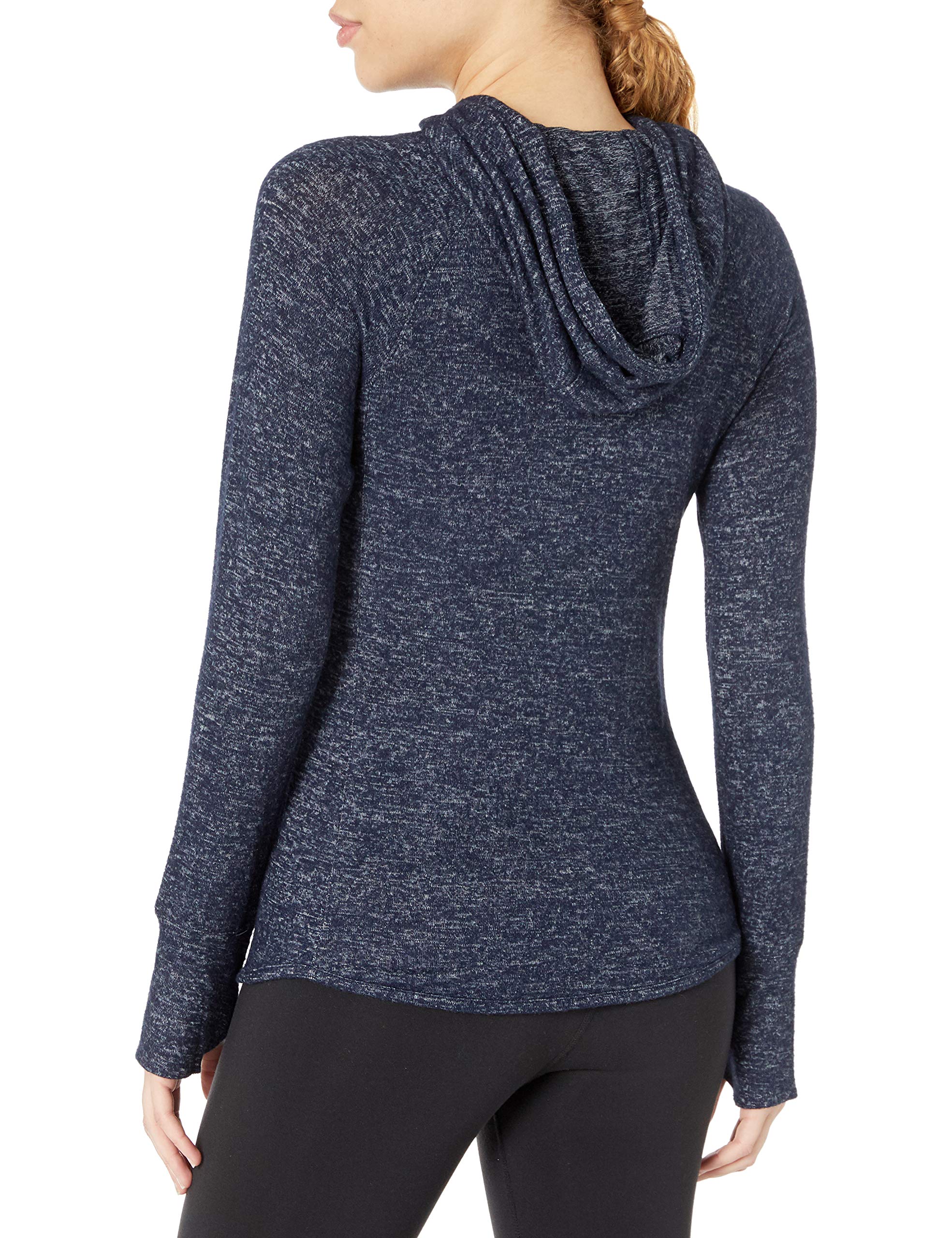Andrew Marc Women's Hachi Long Sleeve Hooded Funnel Neck Pullover Sweater | Winter Warm Fleece Lined Knit Top | Casual Outfit for Fall & Cold Weather