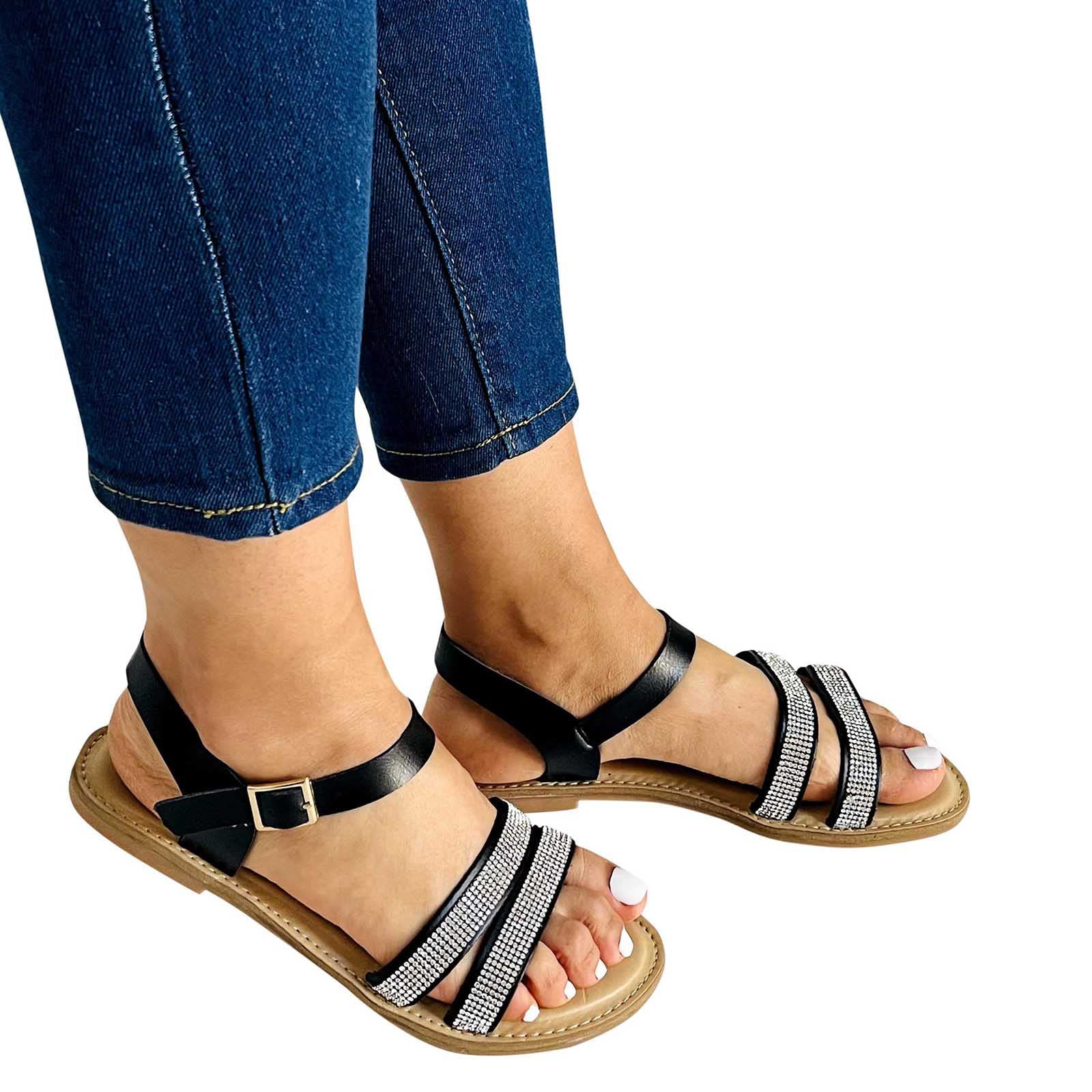 LIEIKIC Women's Elastic Strap Boho Sandals - Casual Flat Open Toe Flatform Summer Beach Shoes for Walking, Travel & Outdoor Activities