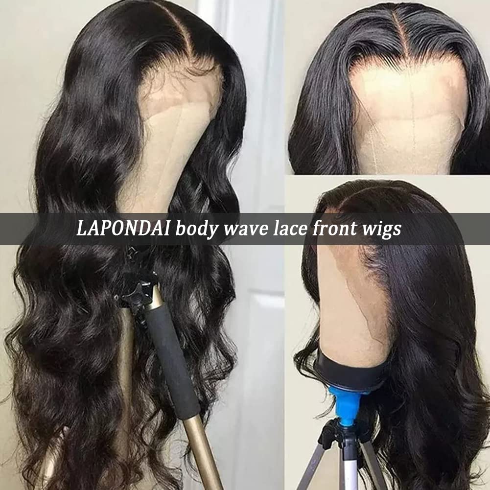 13x4 Lace Front Wigs Human Hair - Pre Plucked Body Wave with Baby Hair | 100% Brazilian Virgin Hair Wigs for Black Women | 150% Density Natural Color (24 Inch) | Perfect for Daily Wear, Cosplay & Special Occasions