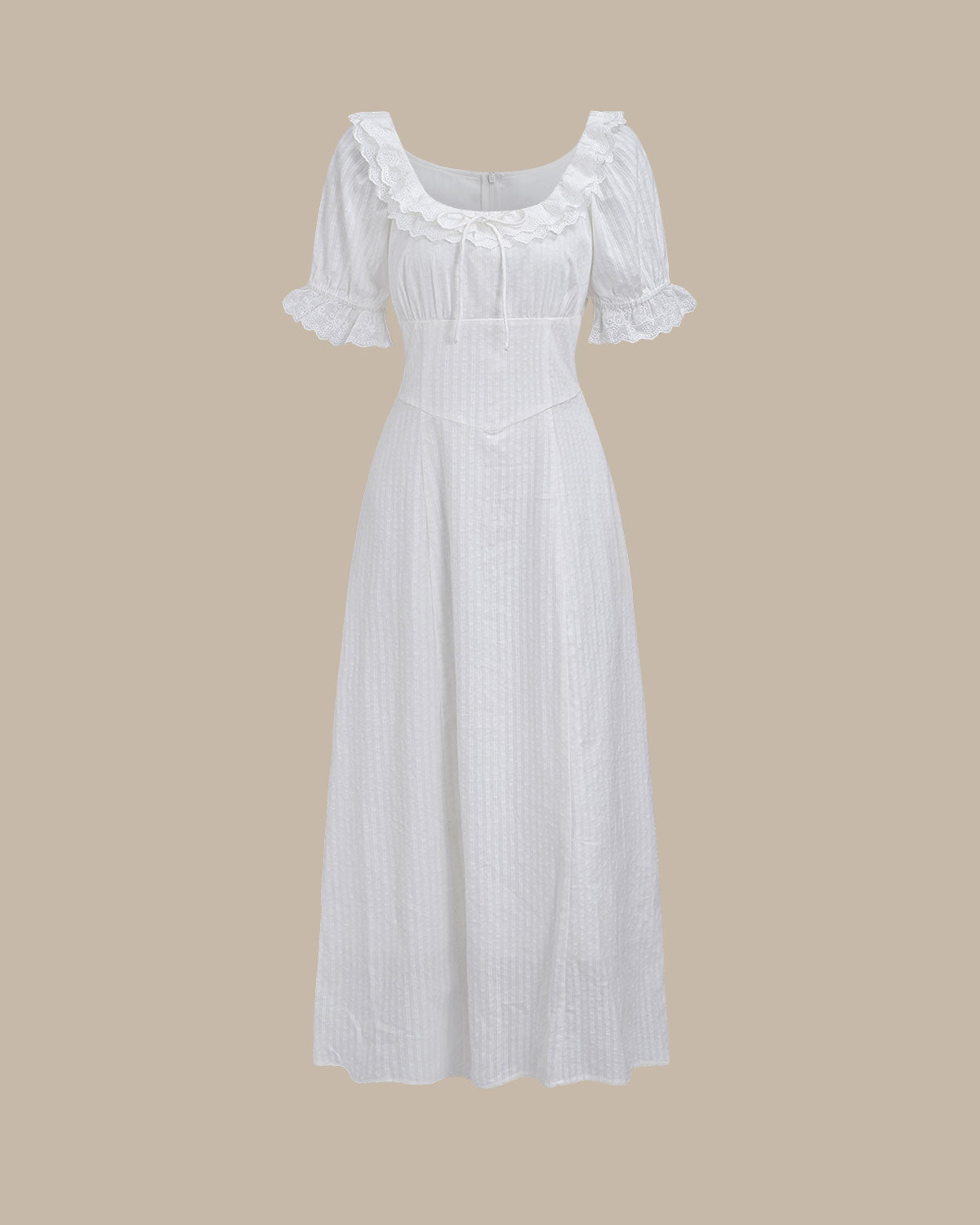 Elegant White Embroidery Puffed Sleeve Maxi Dress for Women - Summer Boho Beach Wedding Party Dress