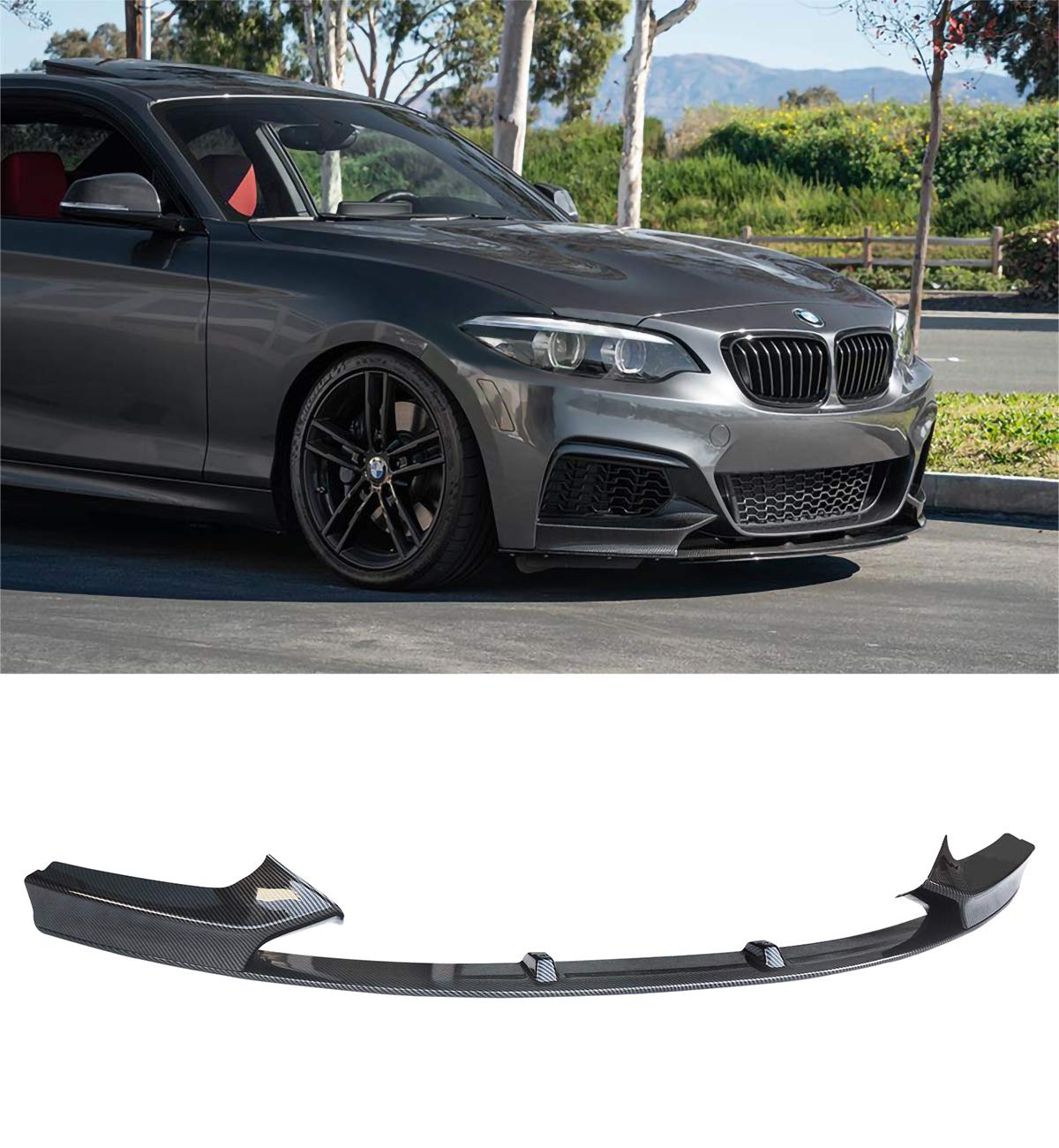 NINTE Front Lip Spoiler for BMW 2 Series F22 (2014-2021) | M Sport Bumper ABS Painted Carbon Fiber Coating | Aggressive Styling & Enhanced Aerodynamics for Street & Track Performance