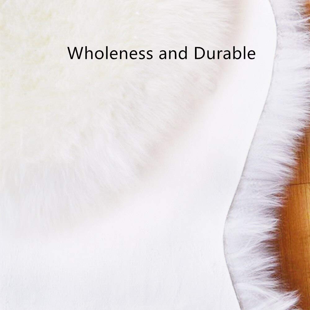 Genuine Sheepskin Rug - 4' x 6' Natural Sheepskin Fur Rug for Living Room, Bedroom, Fireplace - Soft Shaggy Irregular Shaped Ivory White Faux Fur Carpet - Cozy Home Decor, Perfect for Floor Lounging, Nursery, or Pet Bed
