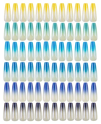 6 Packs (144 Pcs) Extra Long Coffin Press on Nails - Full Cover Ballet T-Shaped Fake Nails with Mirror Powder Finish for Women | Perfect for Parties, Weddings, and Special Occasions