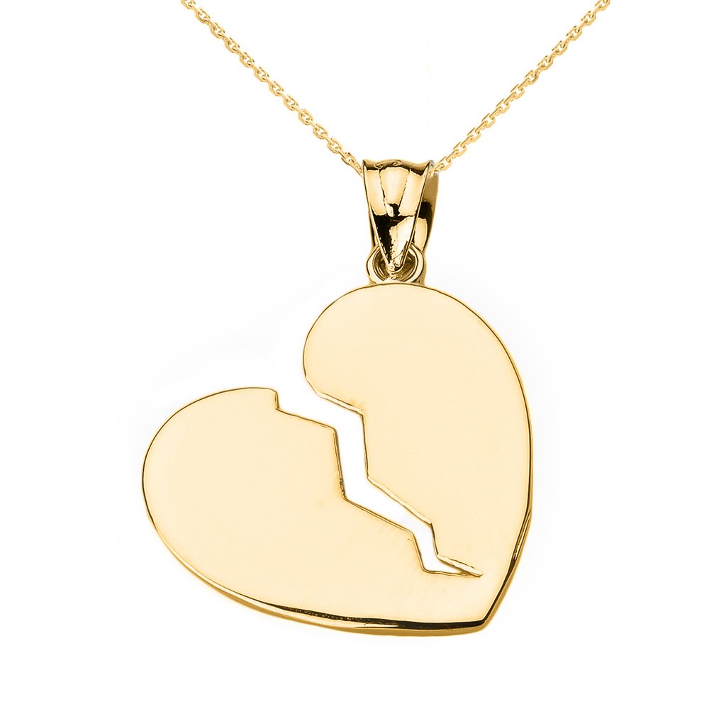 10K Yellow Gold Broken Heart Pendant Necklace for Women - Elegant Dainty Jewelry Gift for Valentine's Day, Anniversary or Breakup - Perfect for Everyday Wear, Date Nights & Special Occasions