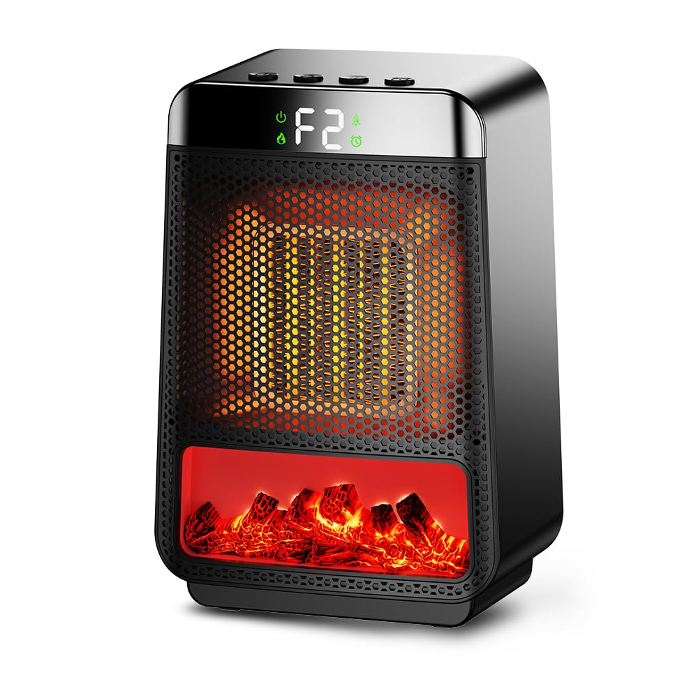1000W Fast Ceramic Space Heater for Indoor Use - 2 Heating Modes & High Wind Capacity - 7 Safety Protections with 1-8 Hour Timer - Perfect for Bathroom, Bedroom & Office - Compact Mini Electric Heater for Winter Warmth & Energy Efficiency