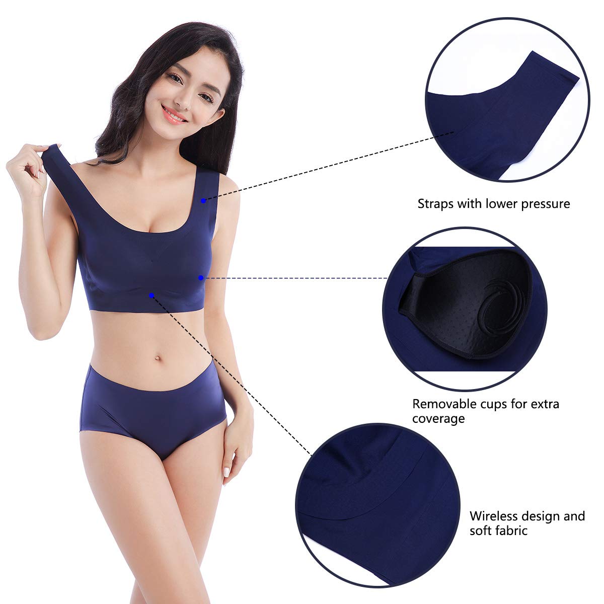 FEOYA Women's Seamless Sports Bras - Soft Wireless Comfort for Yoga, Running & Sleep | Breathable Support for Daily Wear & Active Lifestyles