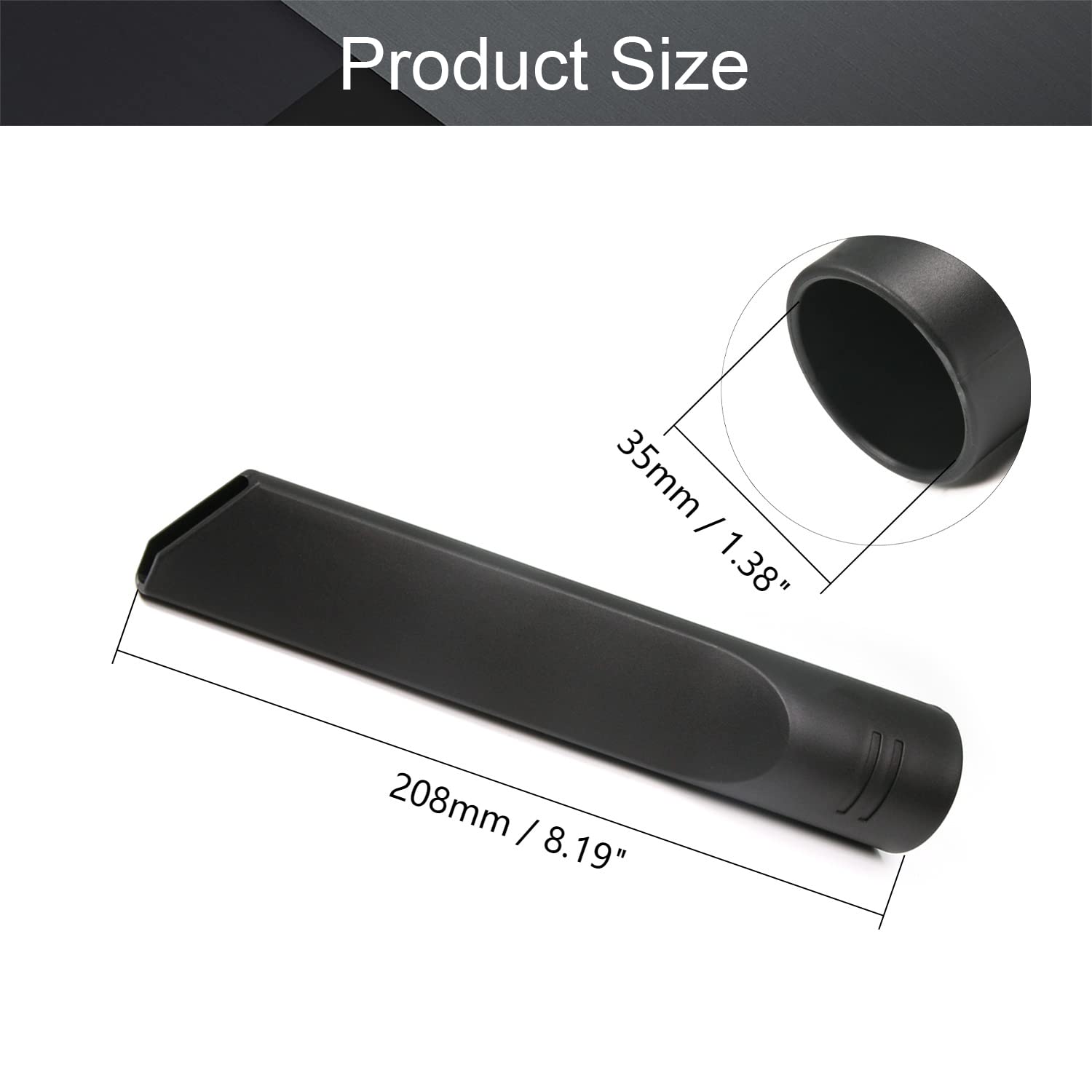 Othmro 1Pcs Flat Crevice Tool - 208mm Length PP Plastic Black Vacuum Cleaner Accessory | Universal Quick Release Nozzle Head (35mm) for Home Cleaning | Perfect for Tight Spaces, Corners & Car Detailing