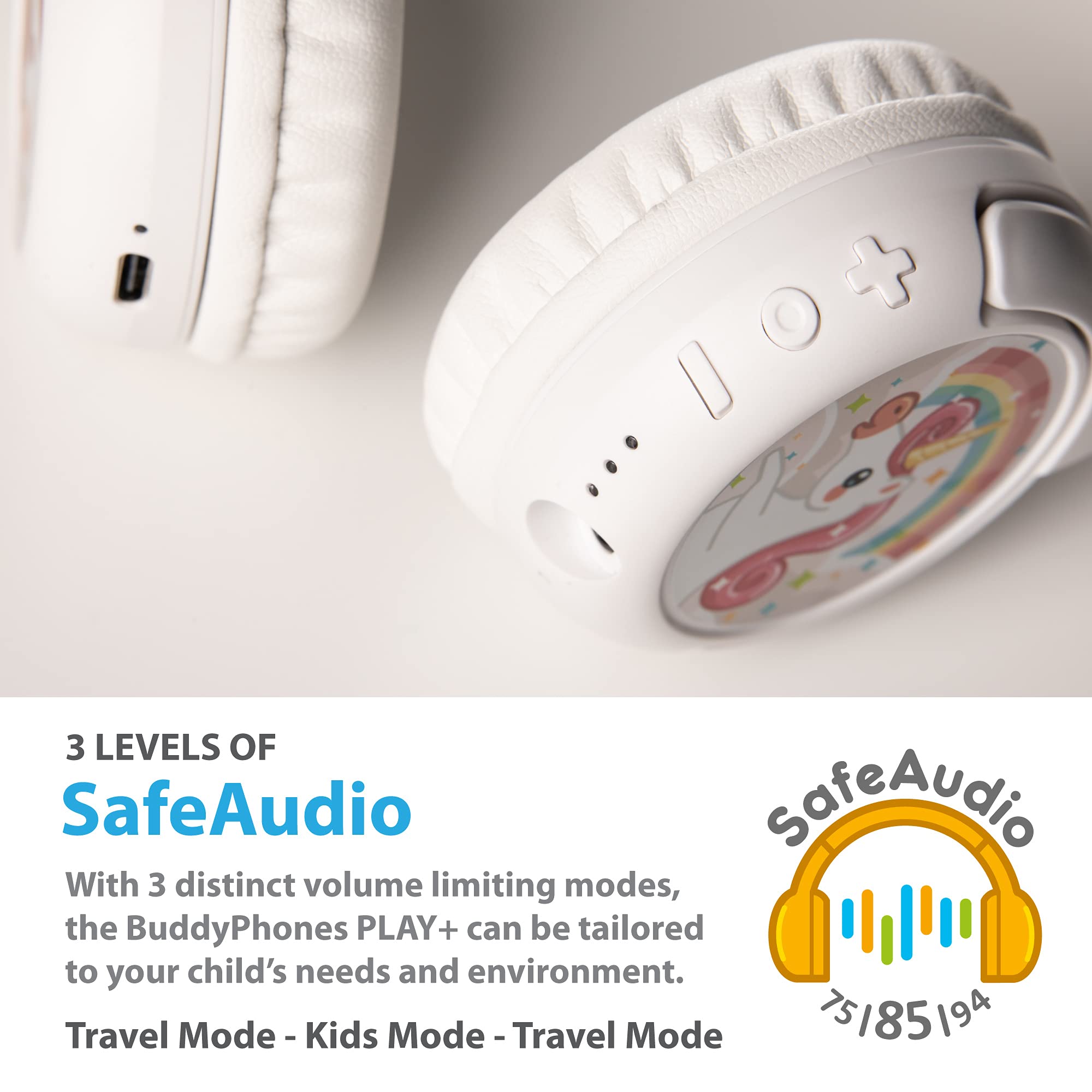BuddyPhones Play+ Wireless Kids Headphones Bundle - Rose Pink & Snow White | Bluetooth Headset for Children | Perfect for School, Travel & Online Learning