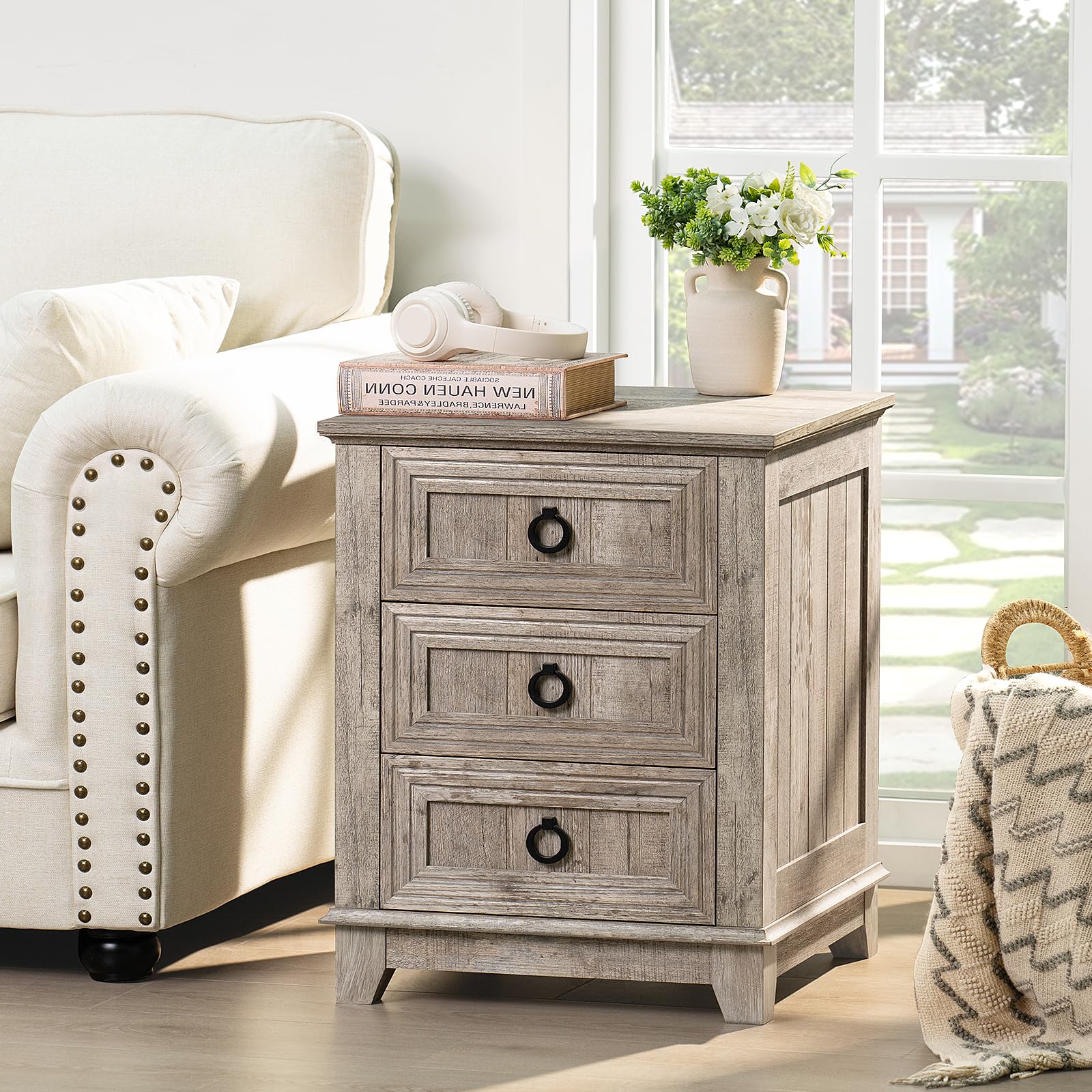 Farmhouse Dresser and Nightstand Set 3-Piece - 6 Drawer Dresser (54