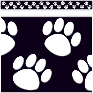Black and White Paw Print Border Trim - Perfect for Pet-Themed Scrapbooking, Nursery Decor, and DIY Crafts