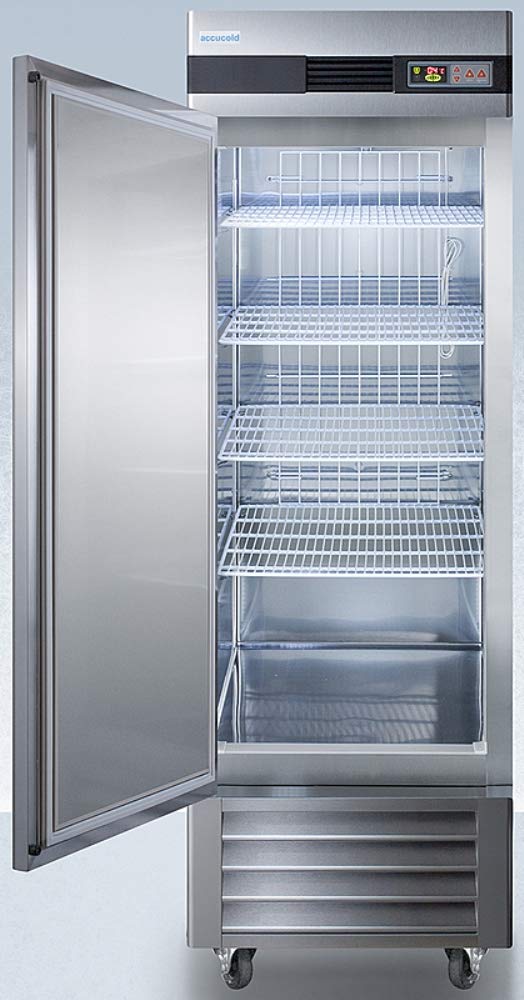 AccuCold ARS23MLLH 23 Cu.Ft. Stainless Steel Upright Pharmacy Refrigerator - Left Hand Door, Auto Defrost, Digital Thermostat & Lock | Perfect for Vaccines, Medications & Pharmaceutical Storage in Clinics, Labs & Pharmacies
