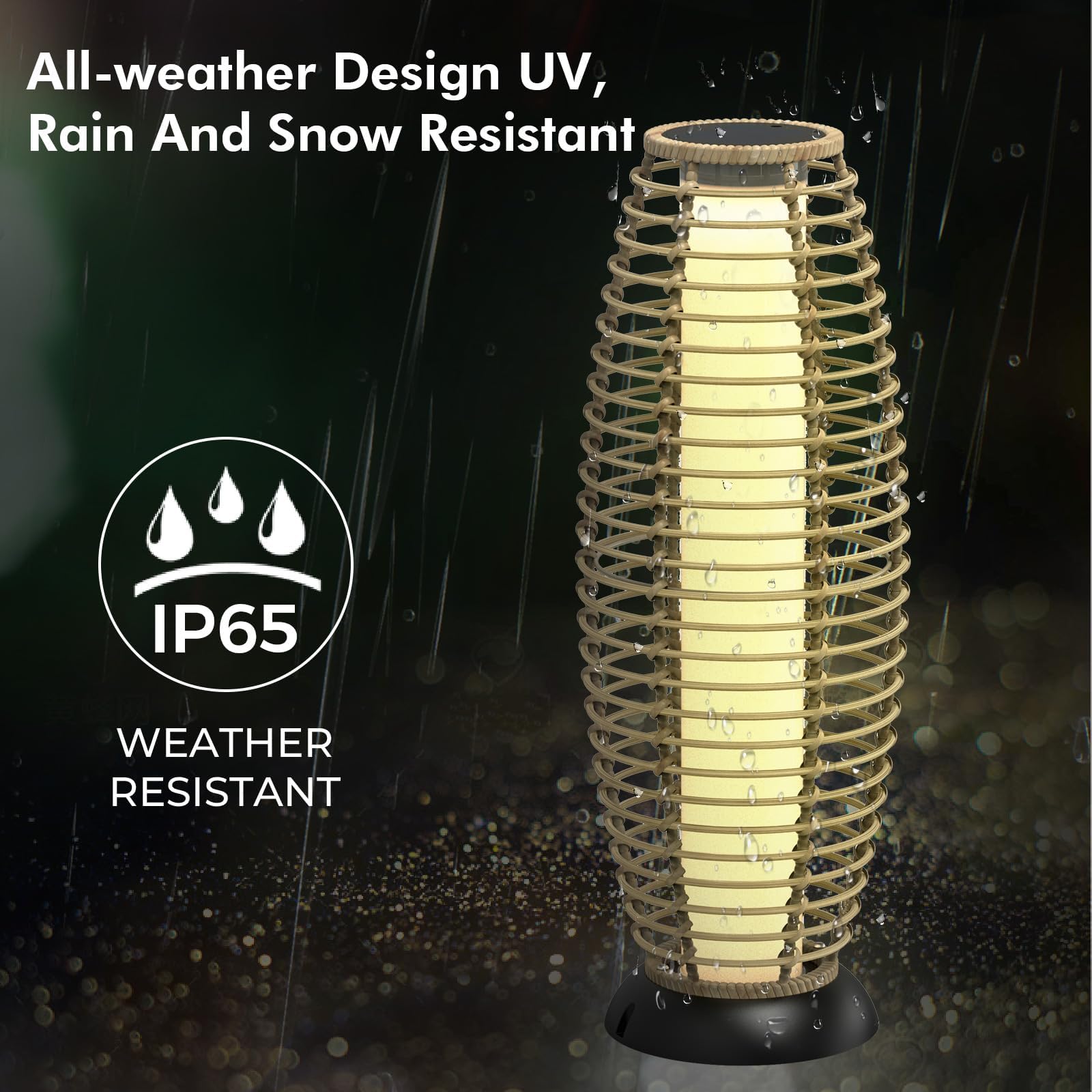 2-Pack Solar Powered Outdoor Floor Lamps - Weather-Resistant Wicker Deck Lights for Patio, Garden, Yard - Large Solar Lanterns in Austin Natural Brown - Perfect for Evening Gatherings & Landscape Lighting