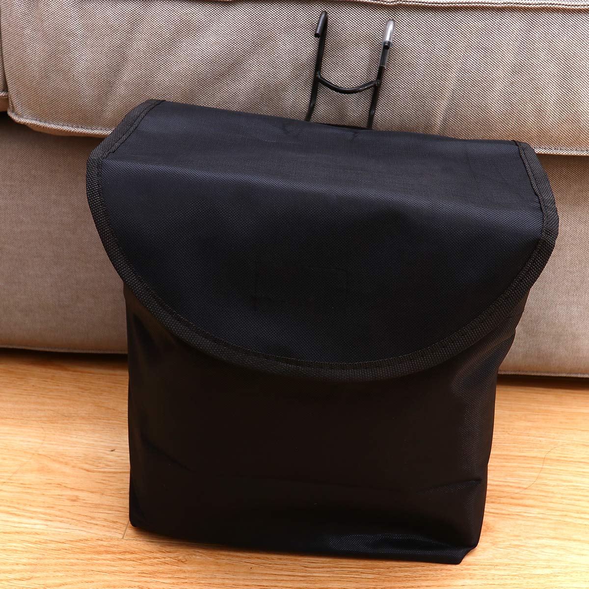 Square Canvas Bike Basket with Removable Lid & Holder - Front Handlebar Bicycle Accessories for Commuting & Shopping (Black)