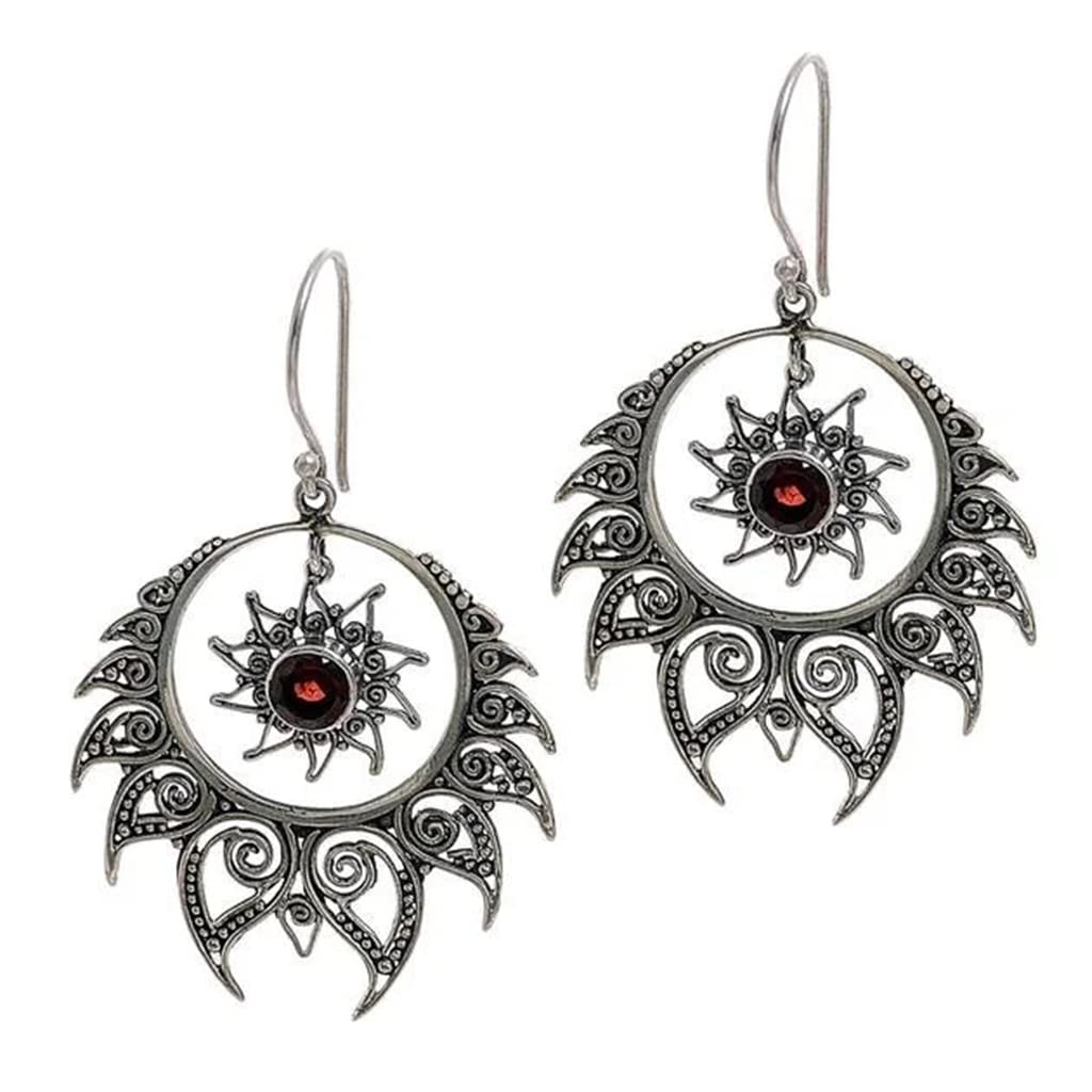 Vintage Red Gem Flame Earrings for Women – Lightweight Retro Dangle Earrings for Festival, Birthday, Anniversary & Valentine's Day Gifts | Unique Handmade Jewelry for Parties, Date Nights & Special Occasions