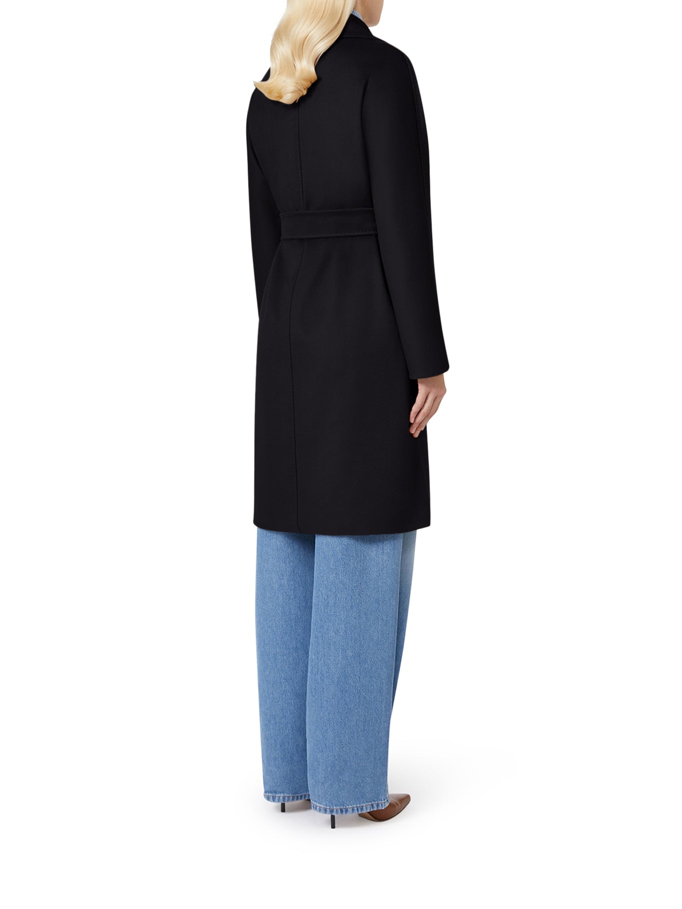 Max Mara Studio Dravenna Coat - Women's Black Wool Blend Trench Coat for Fall & Winter | Office Wear, Casual Outfits, and Formal Occasions