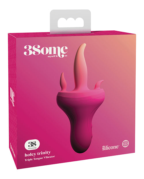 Holey Trinity Triple Tongue Vibrator - 3-in-1 Rechargeable Adult Toy with Multi-Speed Settings (Pink) | Perfect for Couples Play & Solo Pleasure