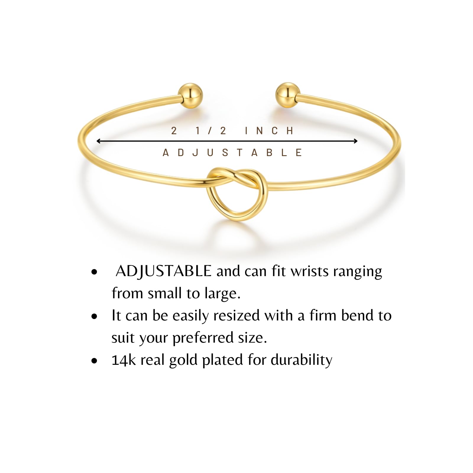 Love Knot Gold Bracelet for Women - Elegant Birthday, Christmas, Anniversary, Mother's Day, Valentine's Day Gift for Mom, Teen Girls, Best Friend, Coworker - Perfect Stocking Stuffer for Her