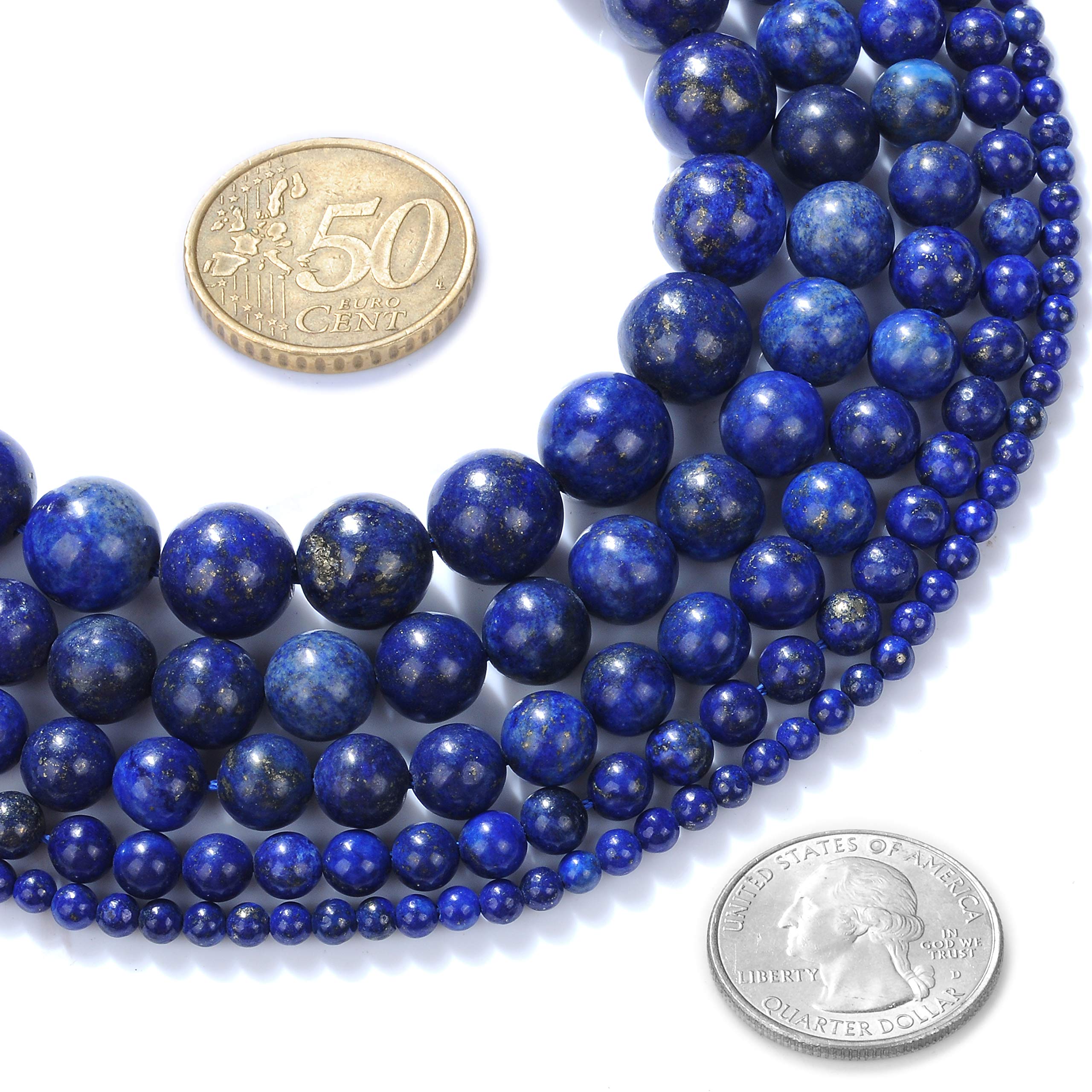 60pcs 6mm Round Loose Beads Natural Lapis Lazuli Stone Beads for DIY Jewelry Making - Bracelets, Necklaces, Earrings - Perfect for Crafting, Gifts & Spiritual Healing Jewelry Projects
