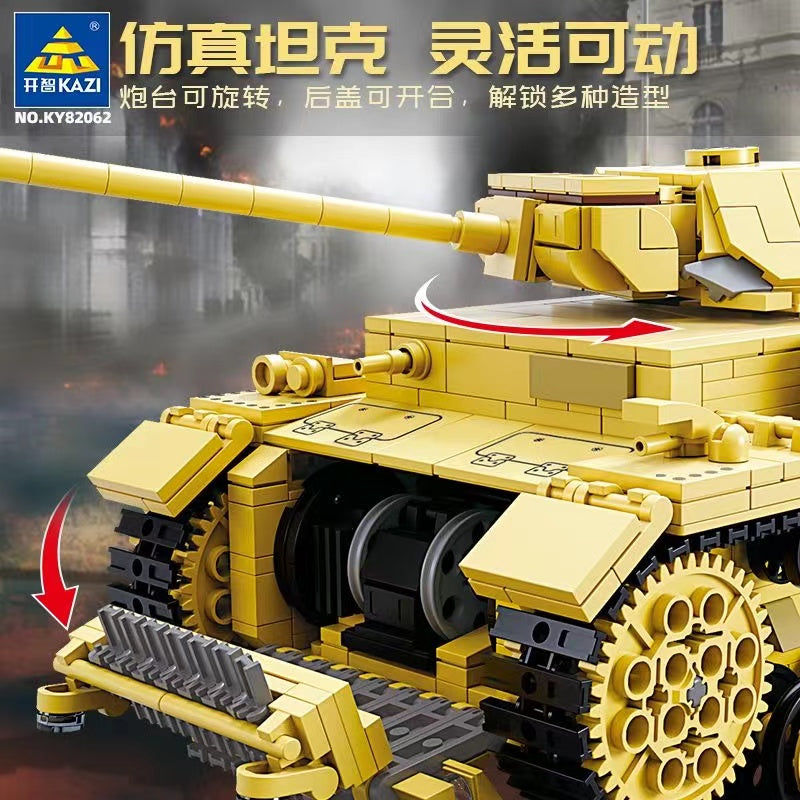 KAZI KY82062 1/35 Scale Panzer III German WWII Tank Model Kit - Military Vehicle Collection & Historical Display for Enthusiasts
