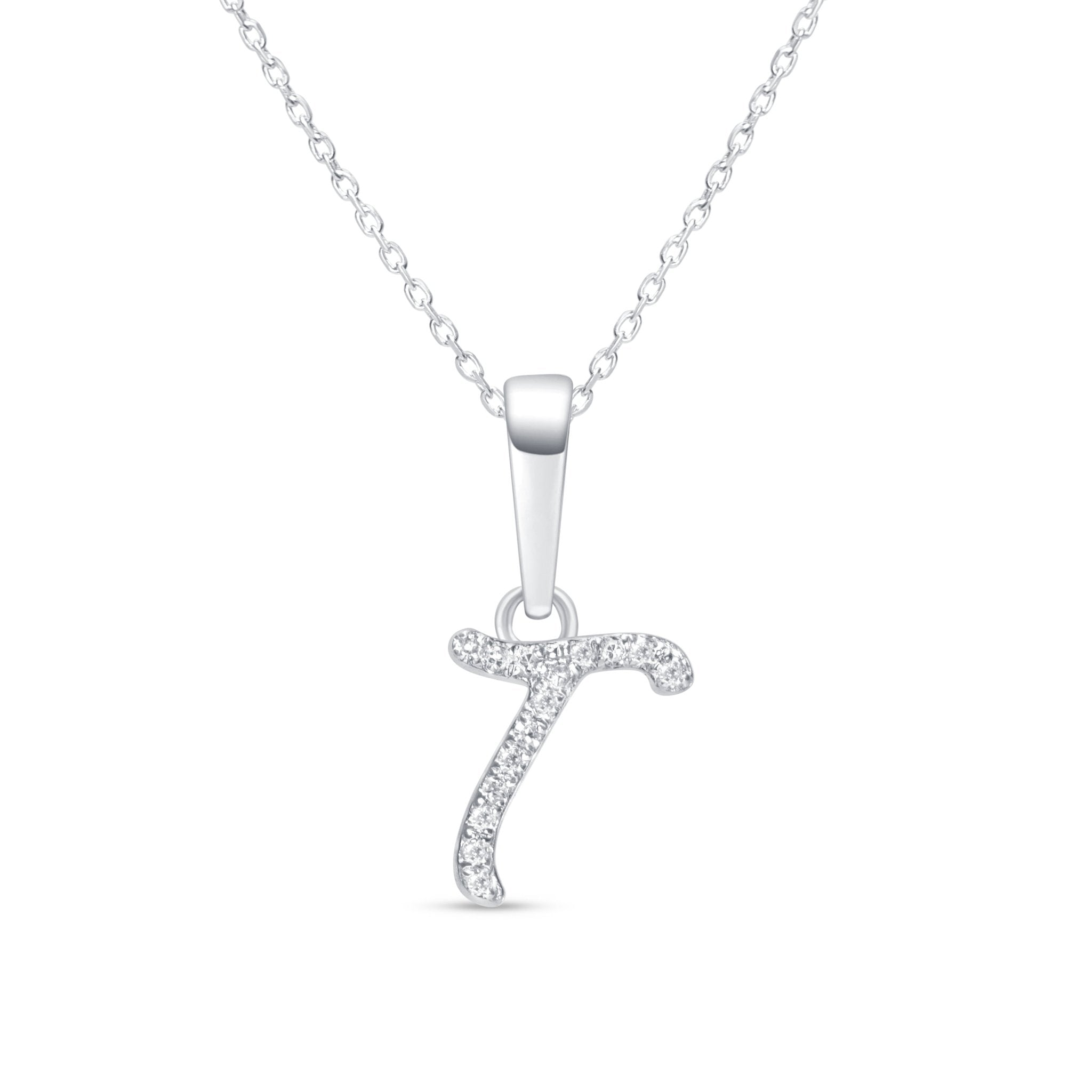 14K White Gold Cursive Diamond Initial Necklace - Personalized Name Pendant for Women, Elegant Monogram Jewelry Gift for Her | Perfect for Birthdays, Anniversaries & Special Occasions