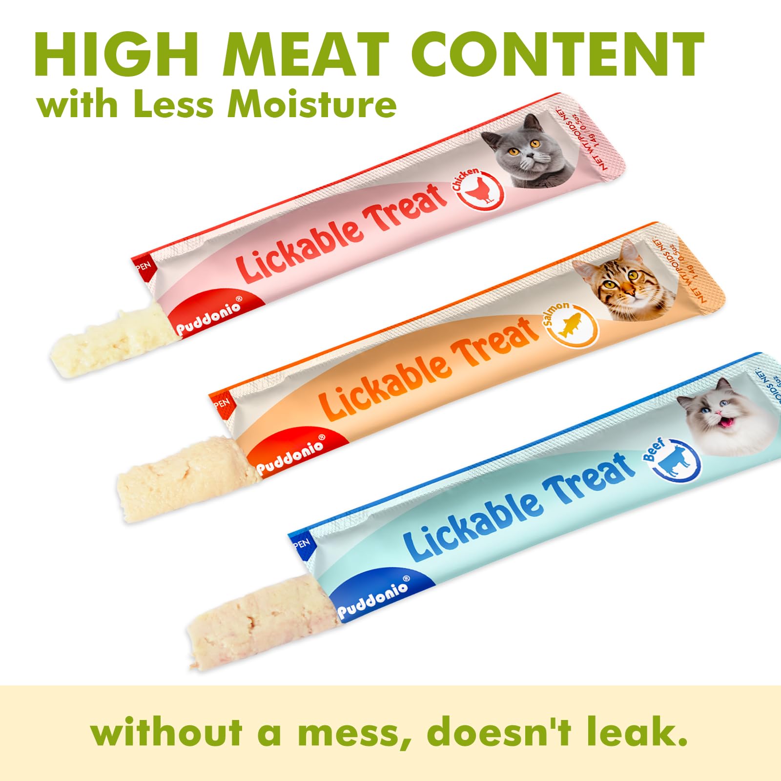 Premium High-Protein Lickable Wet Cat Treats - Healthy Squeezable Puree Cat Snacks with Real Meat (0.5oz/Tube, 20 Tubes) - Perfect for Training, Bonding & Senior Cats with Dental Issues