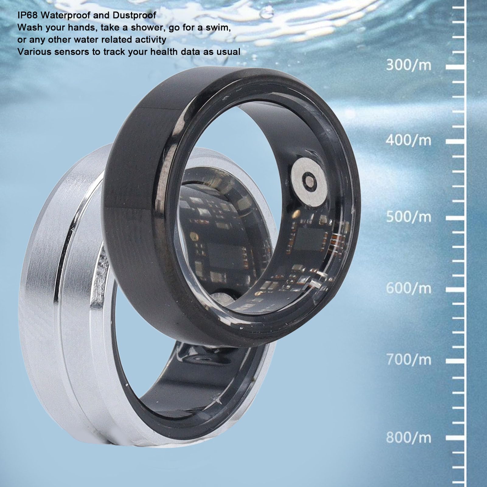 Smart Ring Fitness Tracker with Heart Rate & Sleep Monitor - IP68 Waterproof Health Tracker, Rechargeable Pedometer for Men & Women - Perfect for Workouts, Running & Daily Activity Tracking